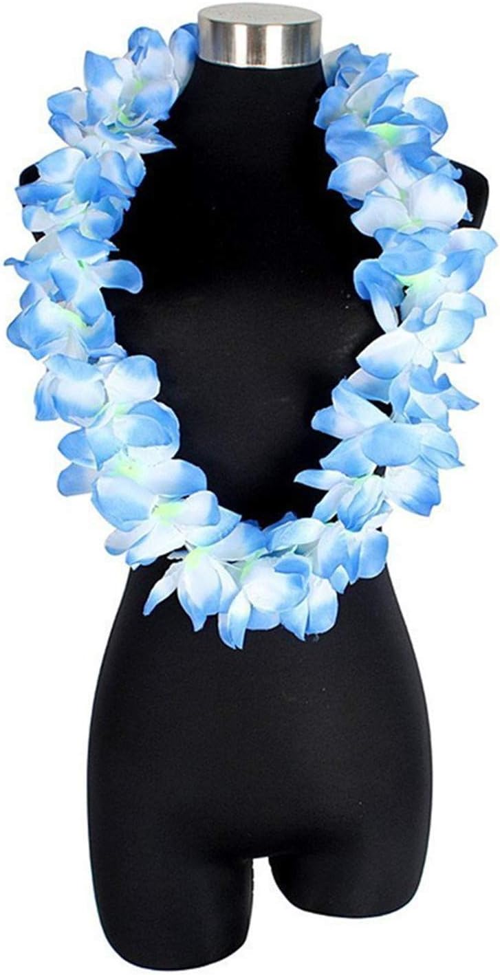 Yansanido 4 Pcs Blue Hawaiian Leis with Green Leaves for Graduation Party, Dance Party, Photo Prop in Outdoors (Blue) - Image 7