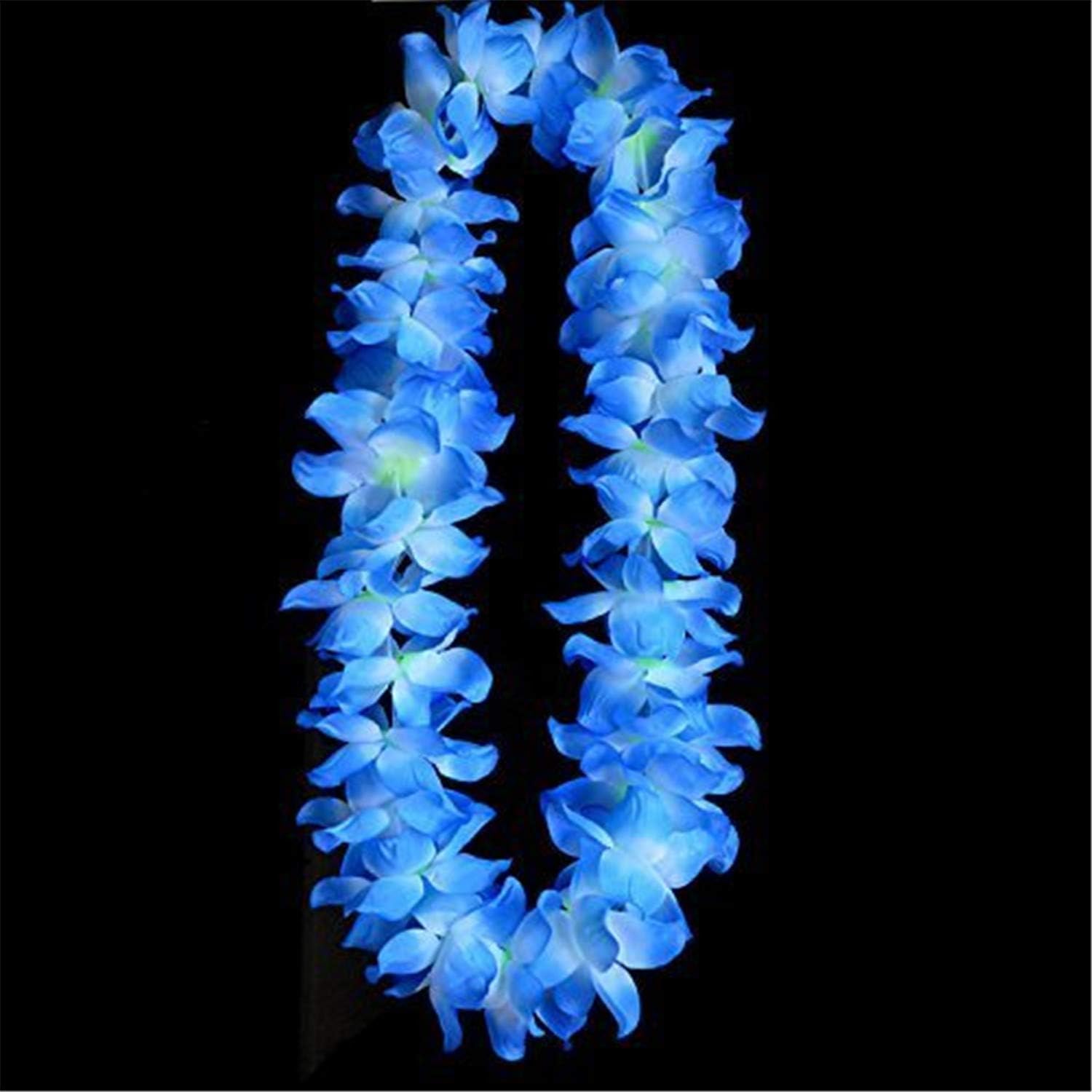Yansanido 4 Pcs Blue Hawaiian Leis with Green Leaves for Graduation Party, Dance Party, Photo Prop in Outdoors (Blue) - Image 8