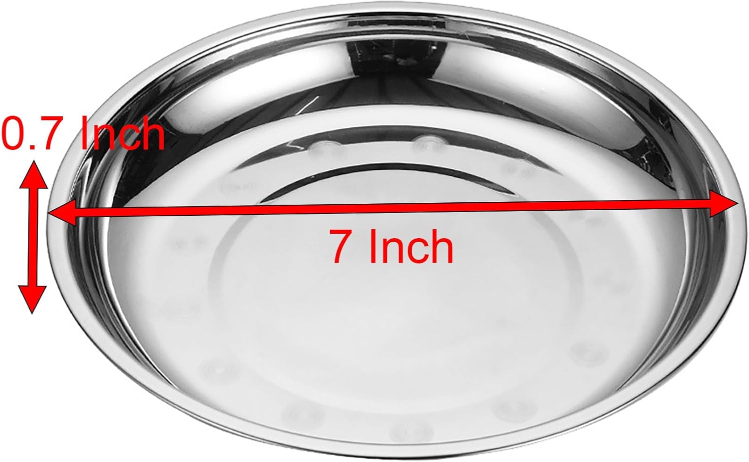 Thin Circular Trinket Tray, 3 Pcs Stainless Steel 7 Inch Diameter Flat Serving Trays for Kitchen, Party and Outdoors (3) - Image 2