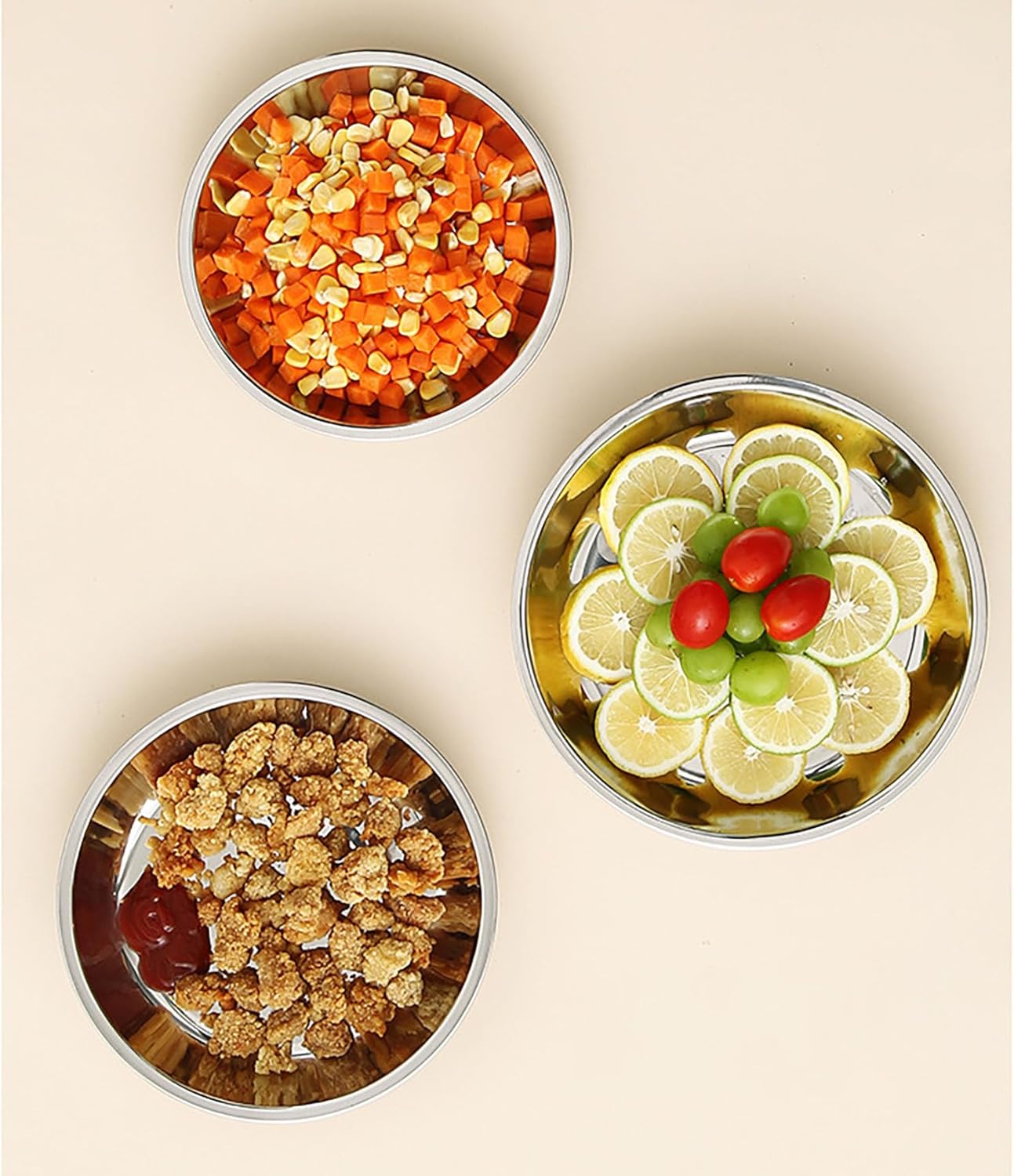 Thin Circular Trinket Tray, 3 Pcs Stainless Steel 7 Inch Diameter Flat Serving Trays for Kitchen, Party and Outdoors (3) - Image 3