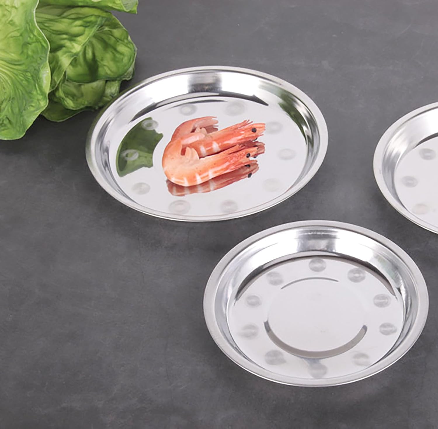 Thin Circular Trinket Tray, 3 Pcs Stainless Steel 7 Inch Diameter Flat Serving Trays for Kitchen, Party and Outdoors (3) - Image 6