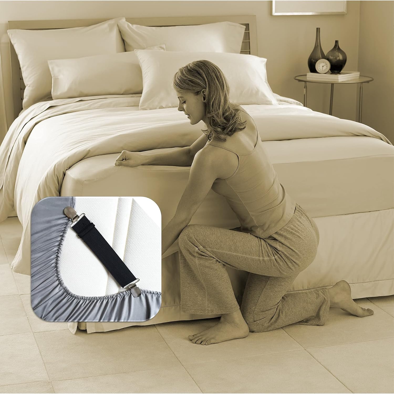 Sheet Straps Bed Sheet Keeper Holder for Corners Sheet Stays Suspender Clips Fitted Sheet Holder Clips Garters Fasteners Mattress Clamps - Image 3