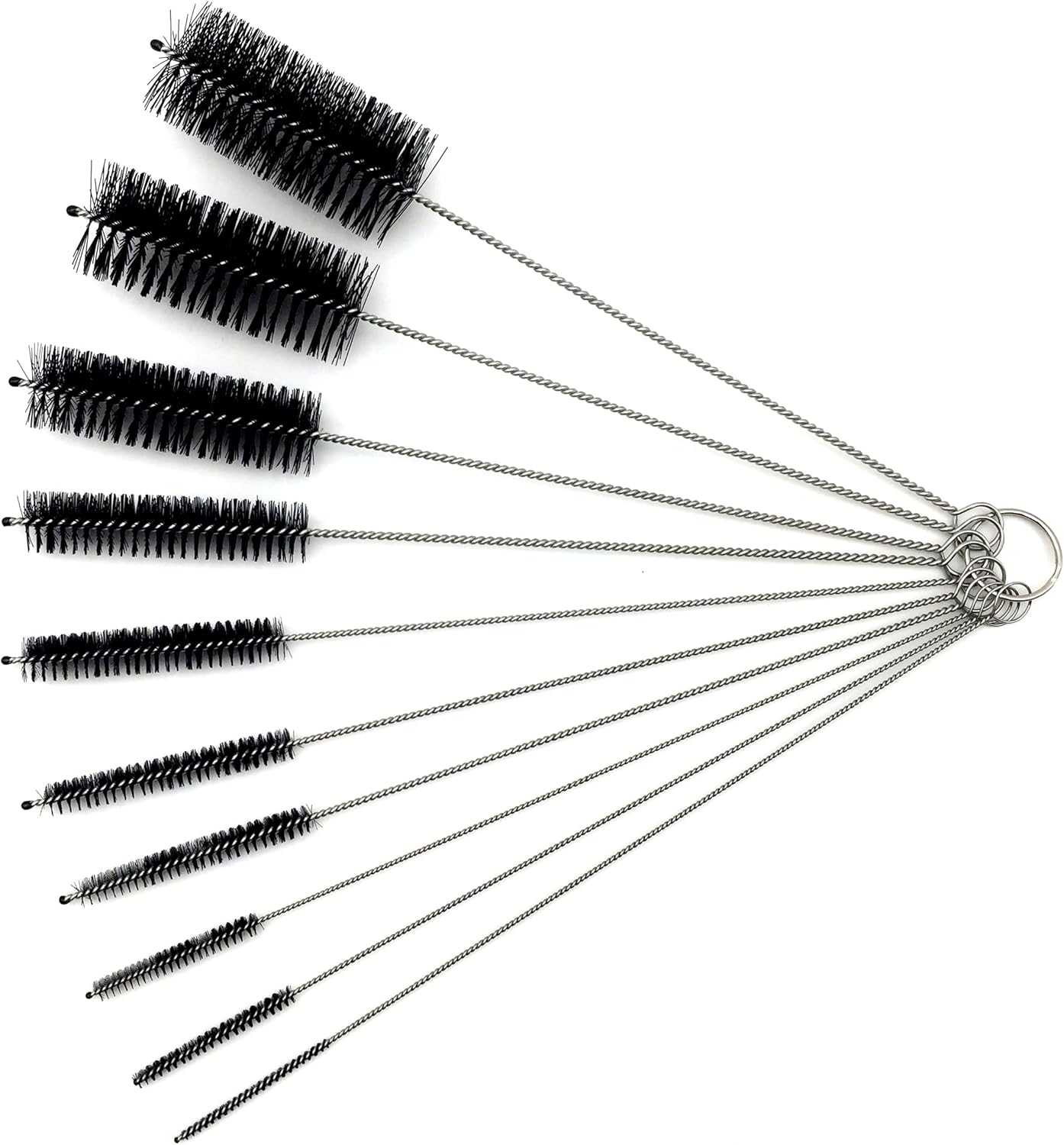 10 Piece Stainless Steel Straw Cleaning Brush Set - Durable Nylon Bristles - Multi-Size for Reusable Straws, Sippy Cups, and Narrow Neck Containers - Image 1