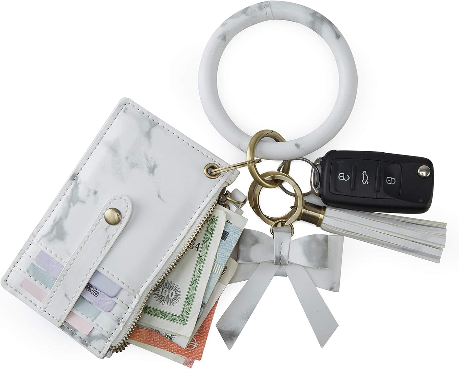 ECOSUSI Wristlet Keychain Key Ring Wallet Bracelets Card Holder Purse with Tassel - Image 1
