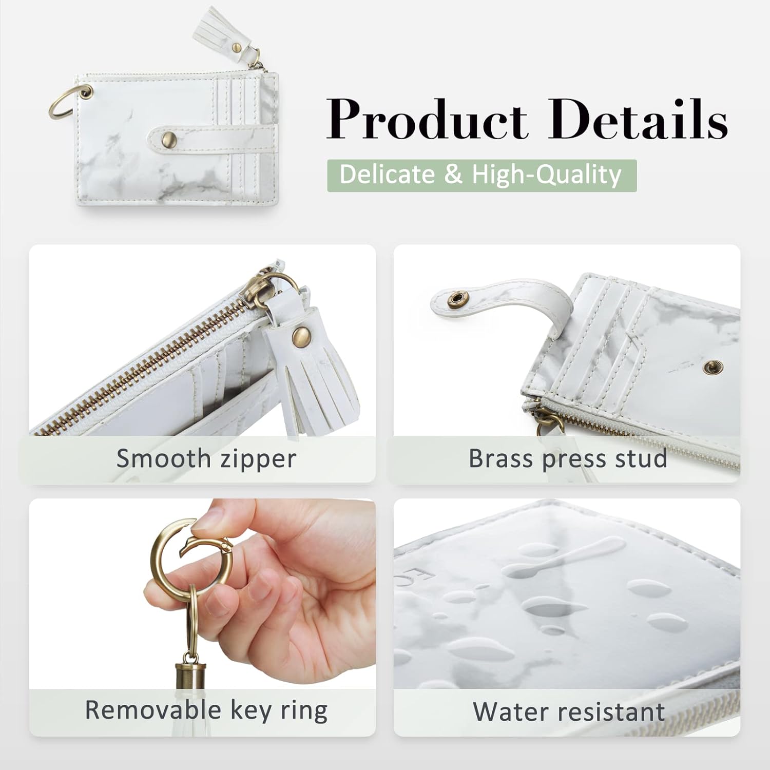 ECOSUSI Wristlet Keychain Key Ring Wallet Bracelets Card Holder Purse with Tassel - Image 4
