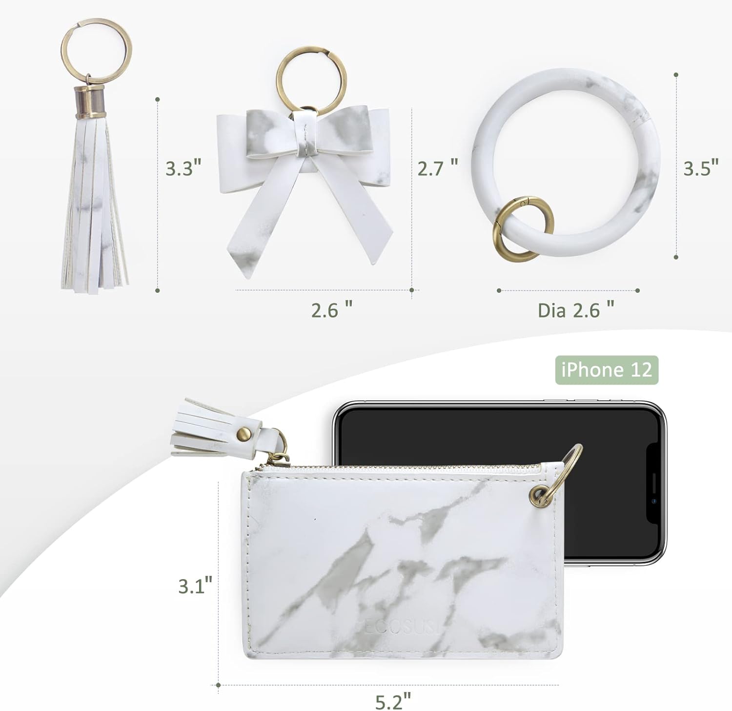 ECOSUSI Wristlet Keychain Key Ring Wallet Bracelets Card Holder Purse with Tassel - Image 6