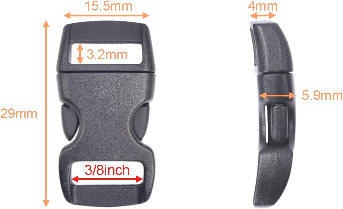 CooBigo 100 Pack 3/8 Inch Curved Contoured Paracord Bracelet Clips Plastic Quick Side Release Buckles for Paracord Bracelets Clasps Masks Dog Collar Straps Accessories - Image 2