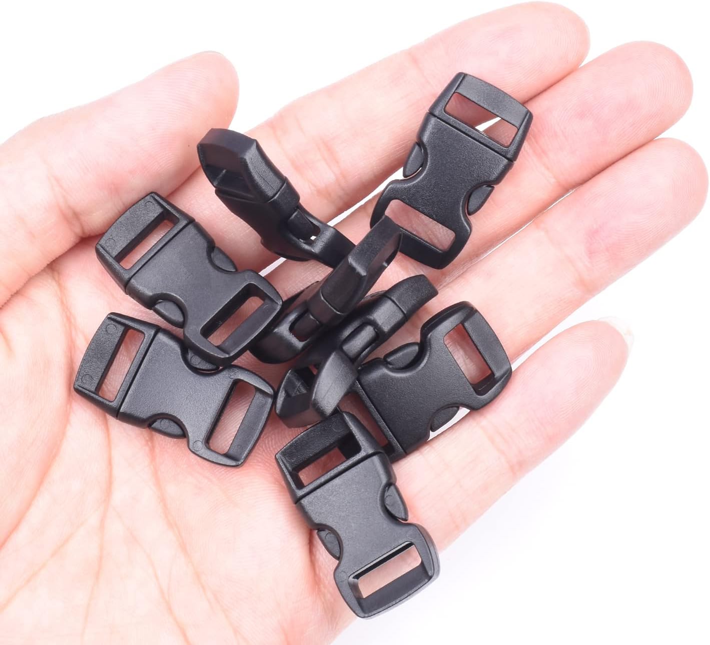 CooBigo 100 Pack 3/8 Inch Curved Contoured Paracord Bracelet Clips Plastic Quick Side Release Buckles for Paracord Bracelets Clasps Masks Dog Collar Straps Accessories - Image 4