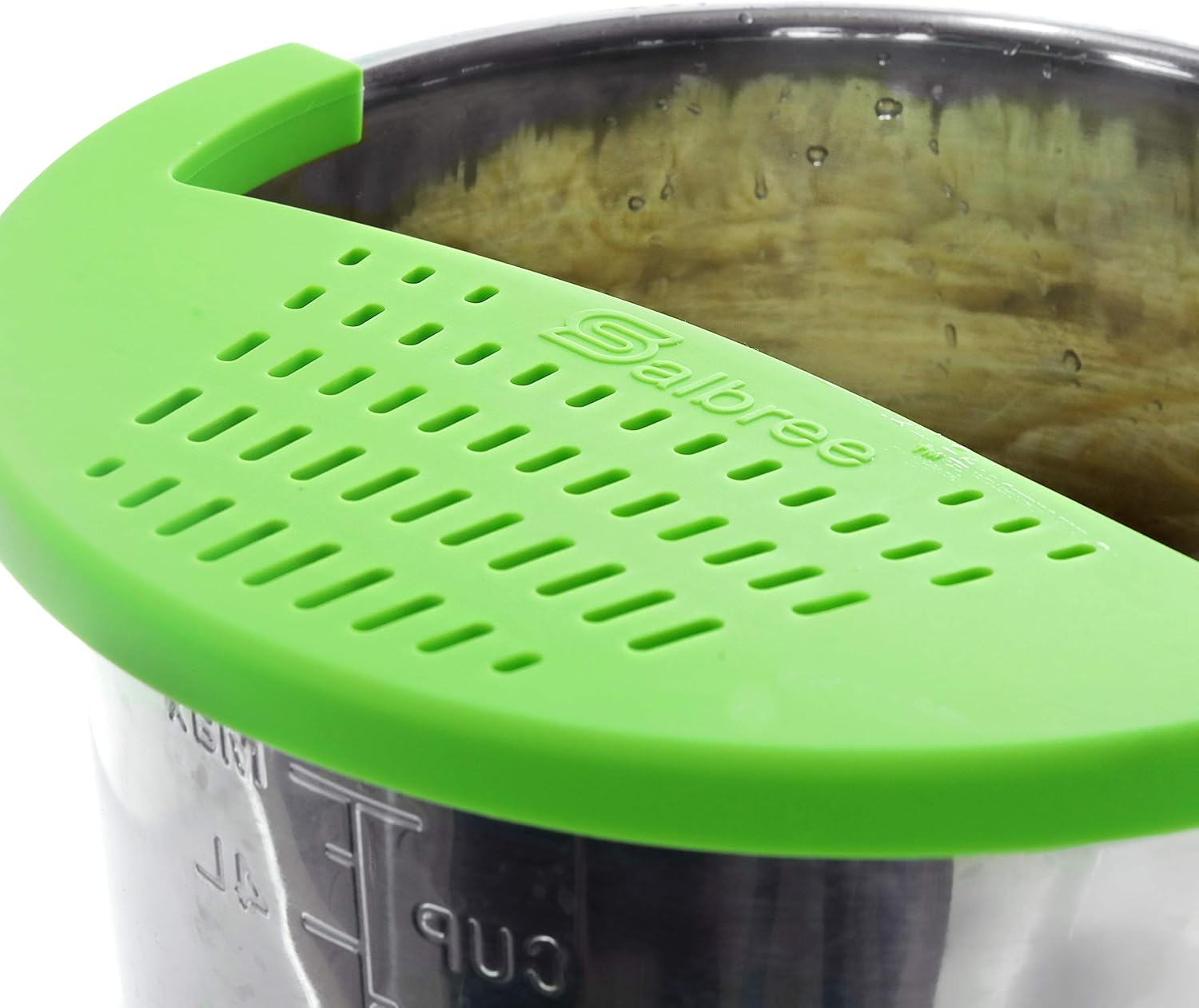 Salbree Silicone Snap Strainer fits the 6qt Instant Pot and Snaps to the 6 quart Instapot Pressure Cooker Inner Pan Small Mitts Set Included, for Straining Vegetable and Ground Beef Grease (green) - Image 2