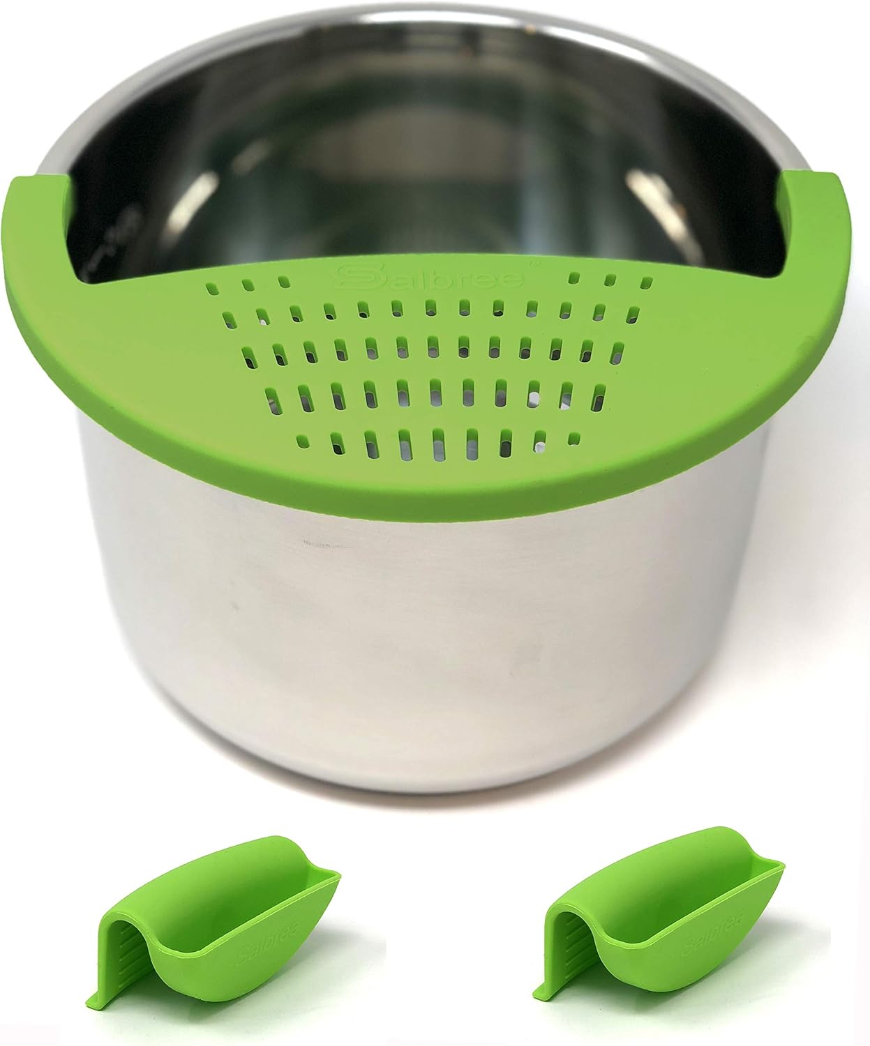 Salbree Silicone Snap Strainer fits the 6qt Instant Pot and Snaps to the 6 quart Instapot Pressure Cooker Inner Pan Small Mitts Set Included, for Straining Vegetable and Ground Beef Grease (green) - Image 8