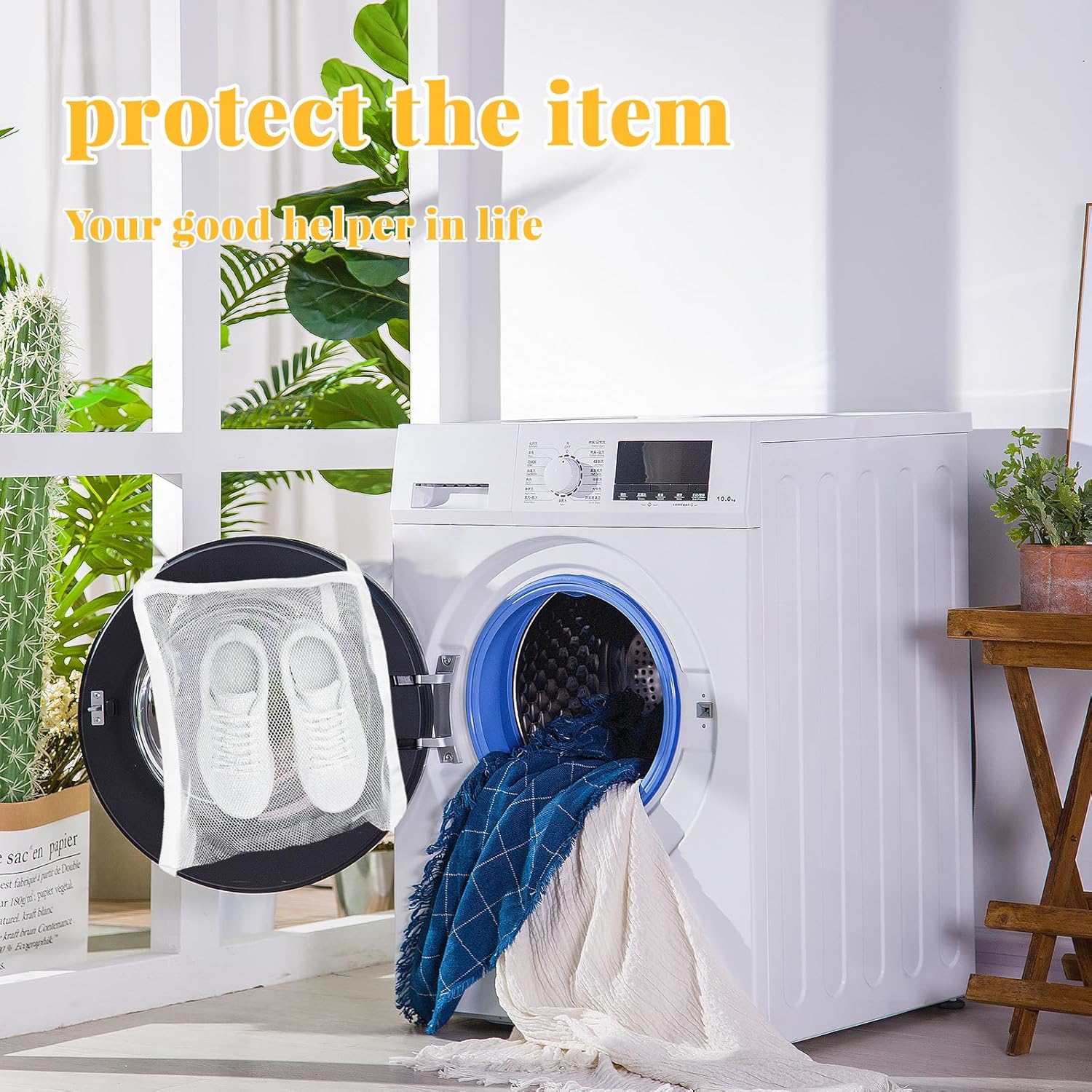 Sneaker Dryer Bag,Shoe Wash & Dry Net Bag for Dryer 15.7*15 Inch Shoe Washing Machine Bag Adjustable Magic Tape Shoe Dryer Bag Reusable Laundry Bags - Image 7