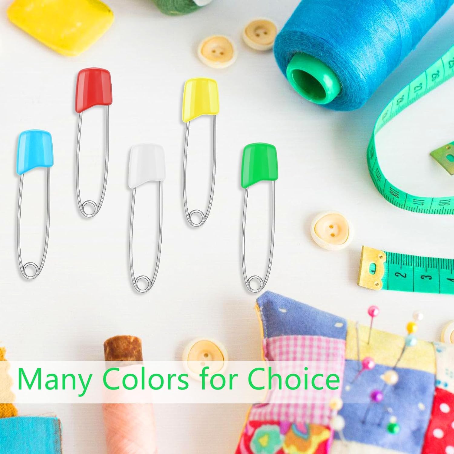 120 Pcs Diaper Pins,2.2 Inch Baby Safety Pins Colorful Stainless Steel Diaper Nappy Pins for Cloth Diapers,Plastic Head,5 Colors,Safe Locking Closures - Image 5