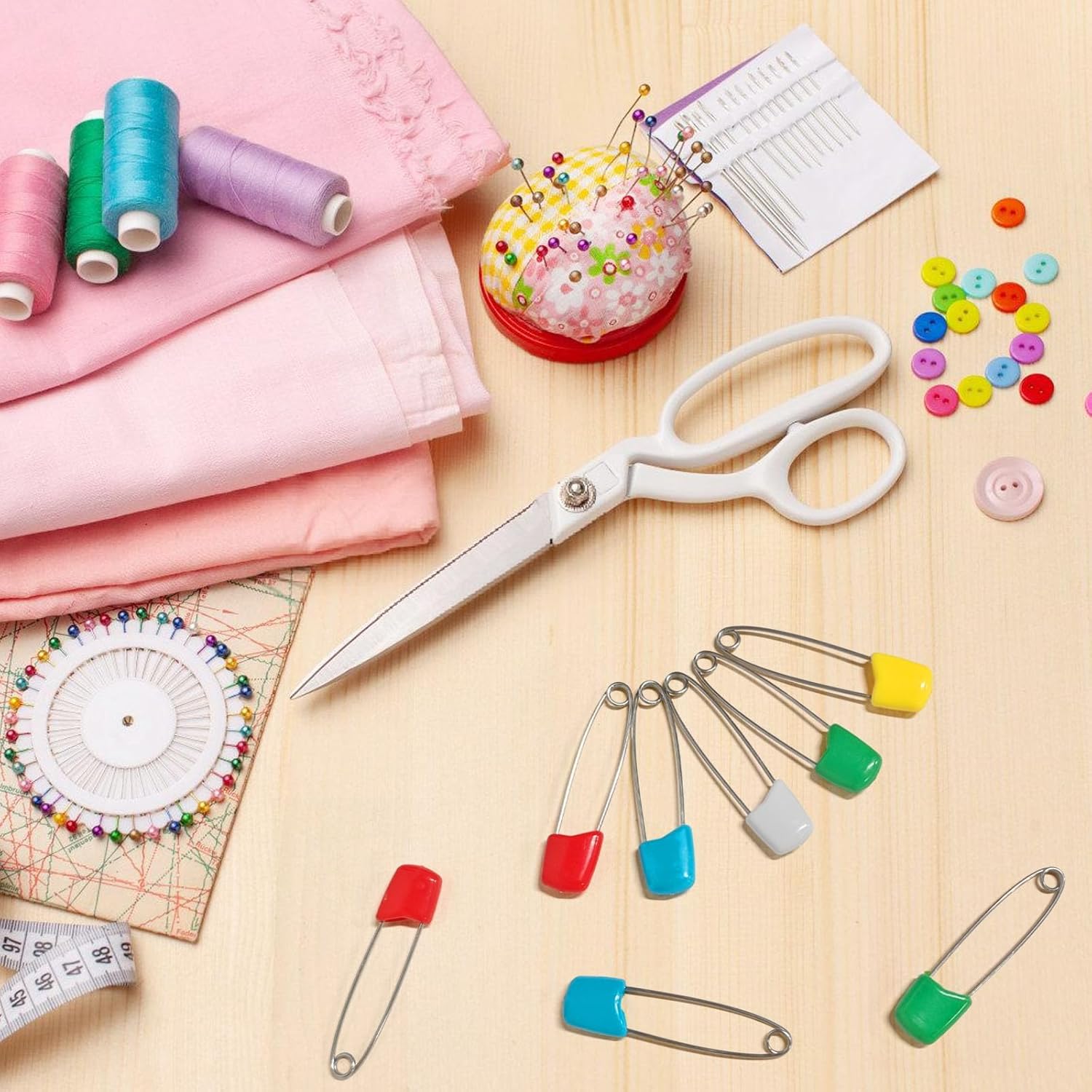 120 Pcs Diaper Pins,2.2 Inch Baby Safety Pins Colorful Stainless Steel Diaper Nappy Pins for Cloth Diapers,Plastic Head,5 Colors,Safe Locking Closures - Image 7