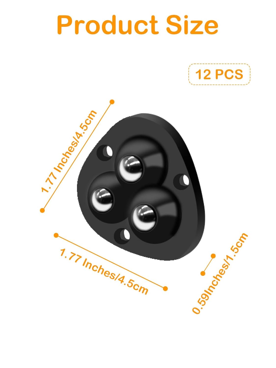 Small Appliance Caster Wheels,12 Pcs Mini Appliance Rollers for Kitchen Appliances Countertop 360°Rotation Self Adhesive Swivel Wheels for Coffee Maker,Storage Bins,Trash Can(Black) - Image 2