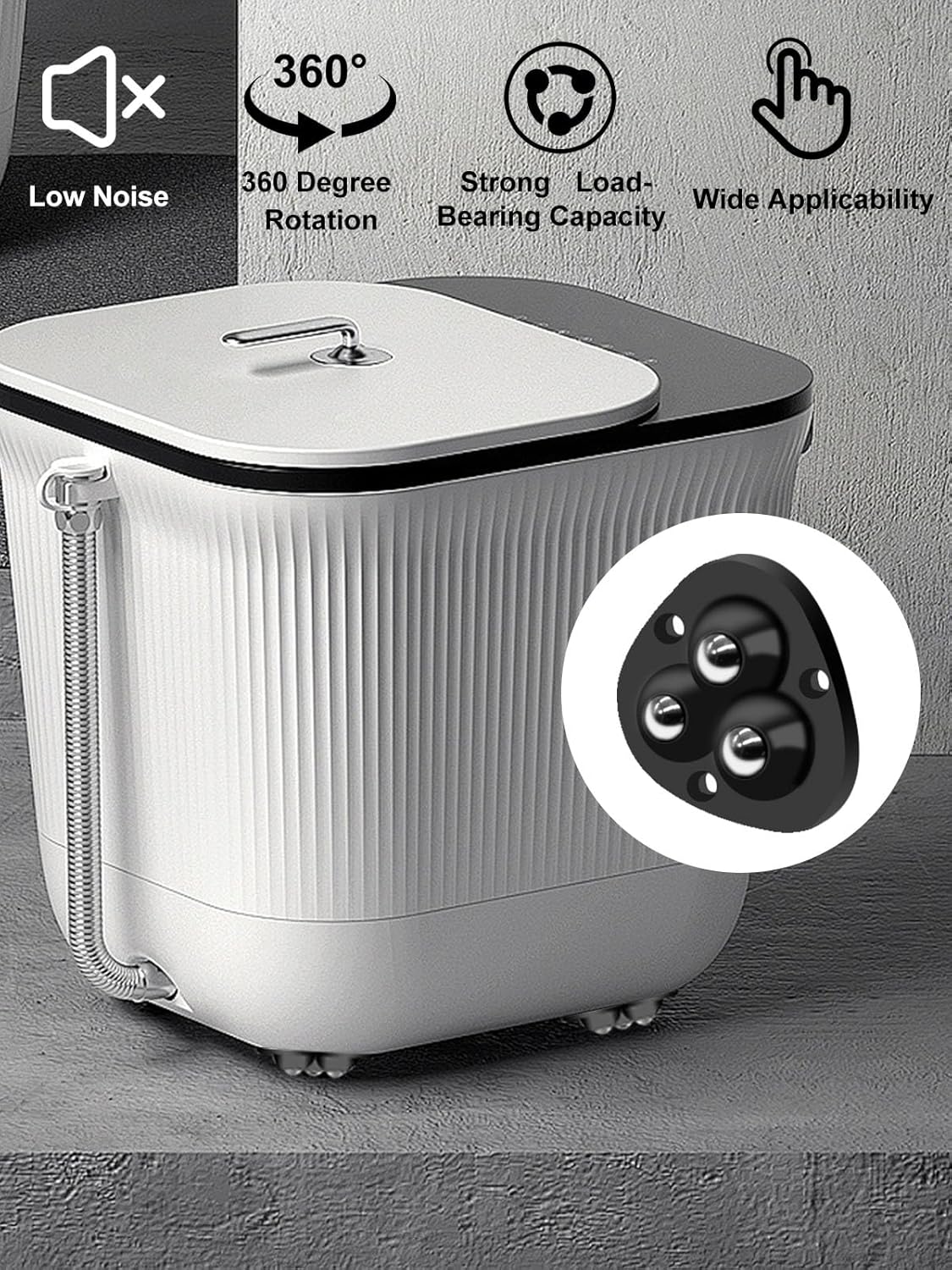 Small Appliance Caster Wheels,12 Pcs Mini Appliance Rollers for Kitchen Appliances Countertop 360°Rotation Self Adhesive Swivel Wheels for Coffee Maker,Storage Bins,Trash Can(Black) - Image 4