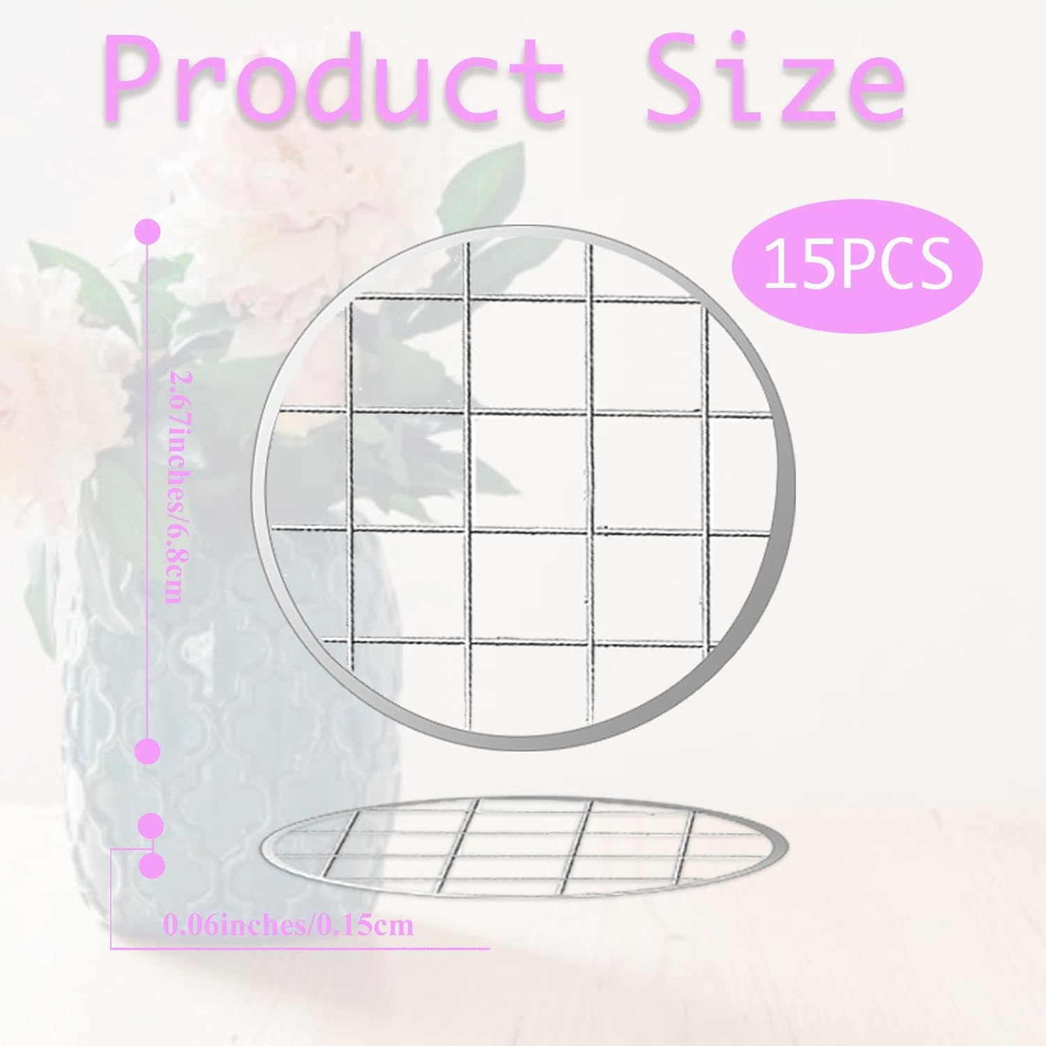 Mason Jar Flower Insert Lid for Regular Mouth,15 Pcs Flower Grid Frog for Arrangement Vase Metal Mason Jar Flower Organizer Lid with Square Grids for Regular Mouth Mason Canning Jars - Image 2