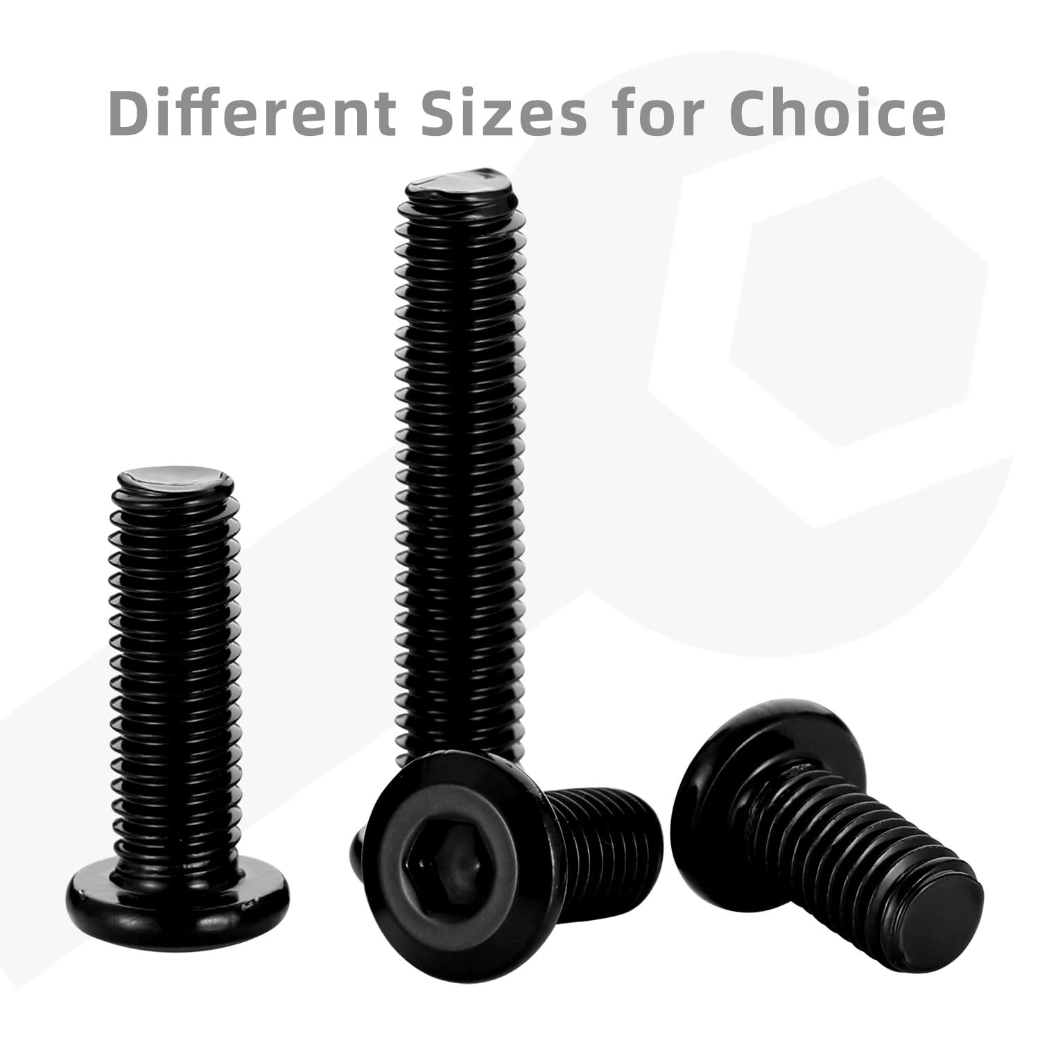 M8 x 12mm Socket Cap Allen Bolts, Flat Round Head Socket Cap Screws, Furniture Screws, Carbon Steel, Full Thread, Black Oxide Finish, 20 PCS - Image 2