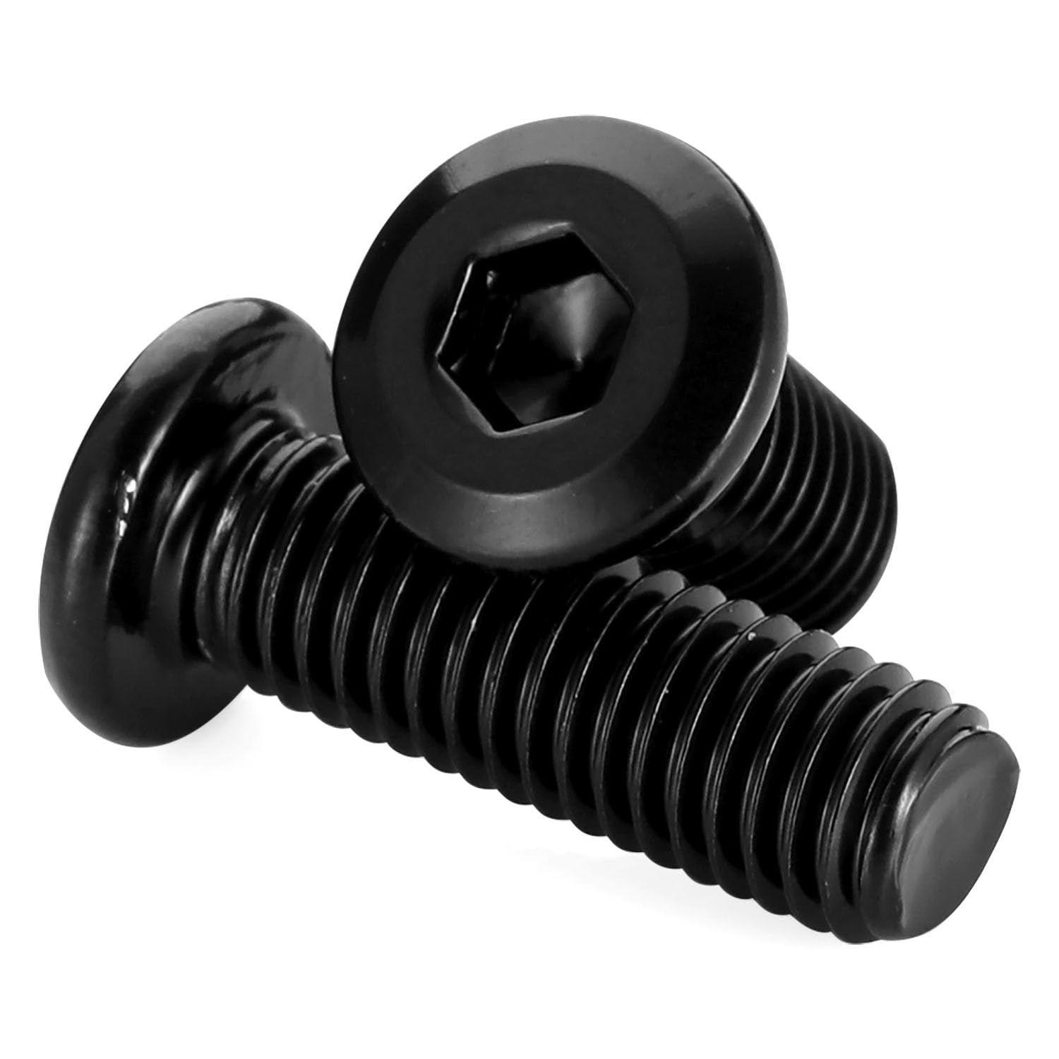 M8 x 12mm Socket Cap Allen Bolts, Flat Round Head Socket Cap Screws, Furniture Screws, Carbon Steel, Full Thread, Black Oxide Finish, 20 PCS - Image 3