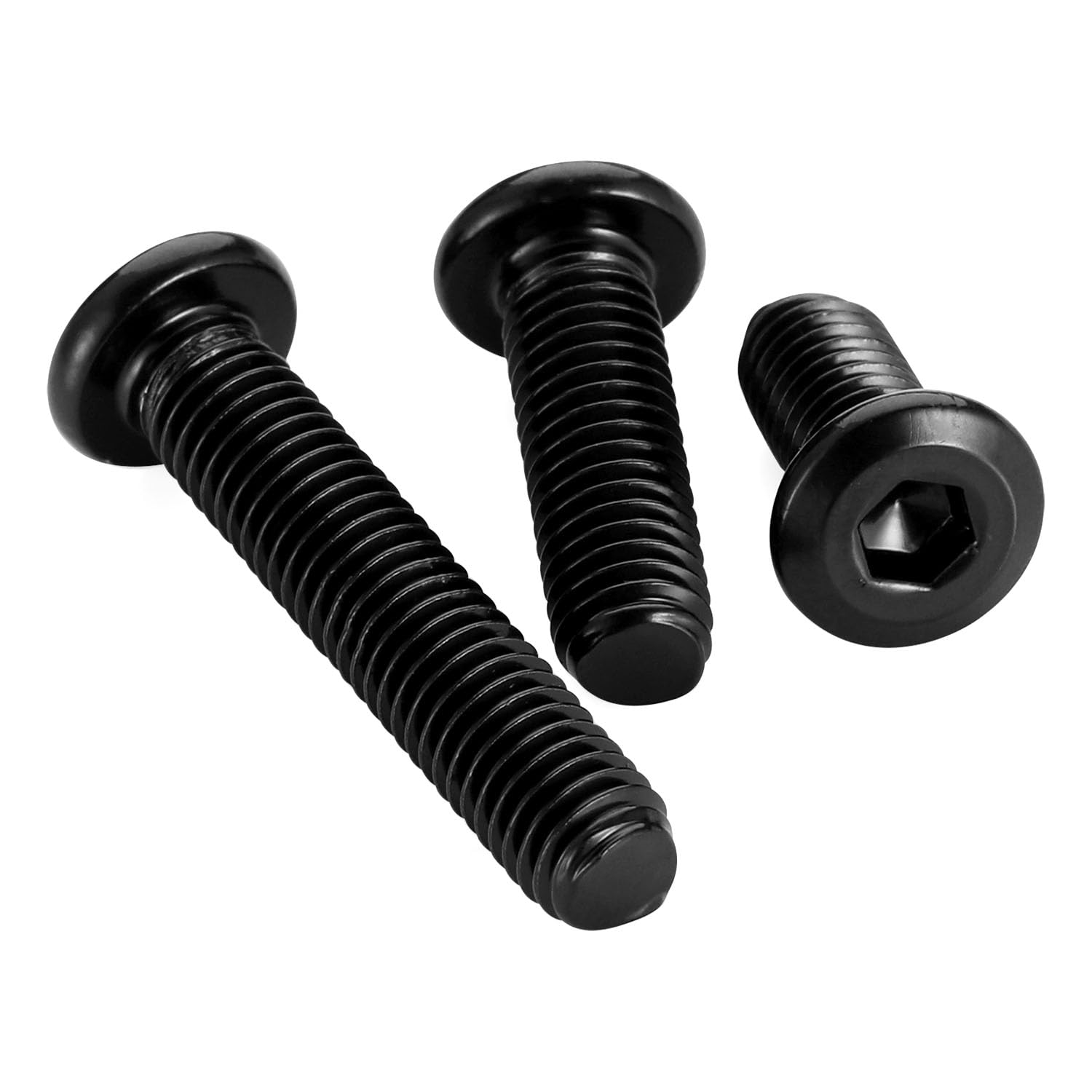 M8 x 12mm Socket Cap Allen Bolts, Flat Round Head Socket Cap Screws, Furniture Screws, Carbon Steel, Full Thread, Black Oxide Finish, 20 PCS - Image 4