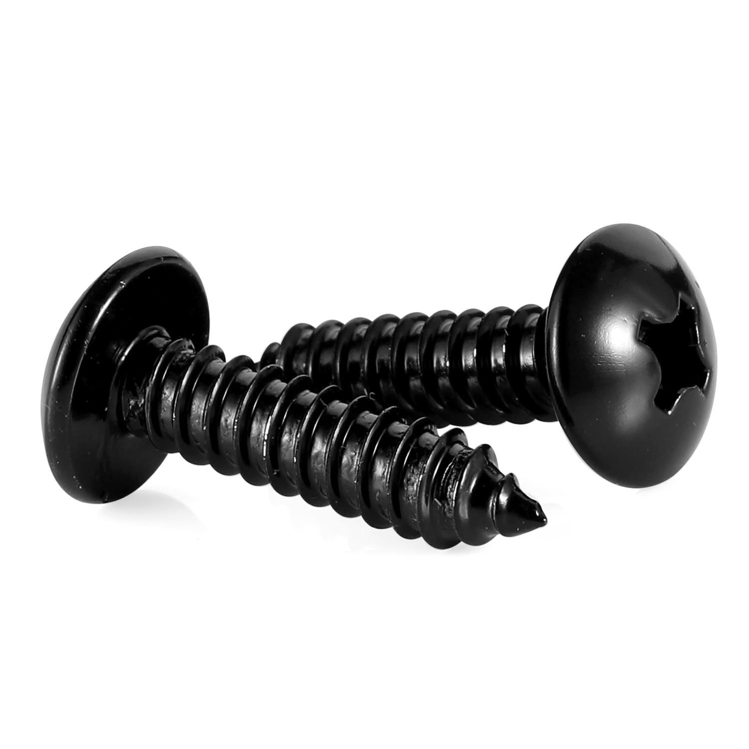#14 x 1 Truss Head Wood Screws Sheet Metal Screw, Self Tapping, 18-8 Stainless Steel 304 Black Finish, 25 PCS - Image 1