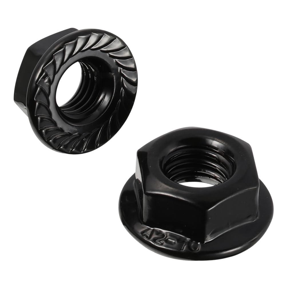 M10-1.5 Serrated Flange Hex Nuts Flanged Locknuts, 304 Stainless Steel 18-8, Black Finish, Pack of 25 - Image 1