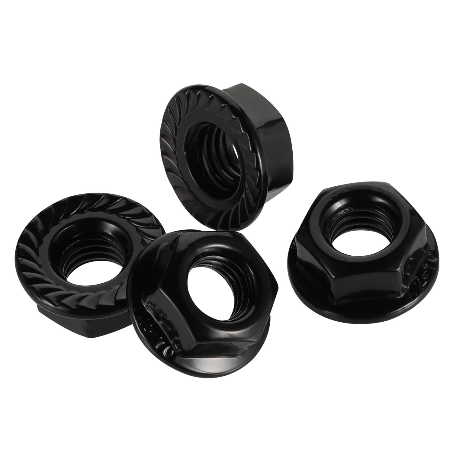 M10-1.5 Serrated Flange Hex Nuts Flanged Locknuts, 304 Stainless Steel 18-8, Black Finish, Pack of 25 - Image 2