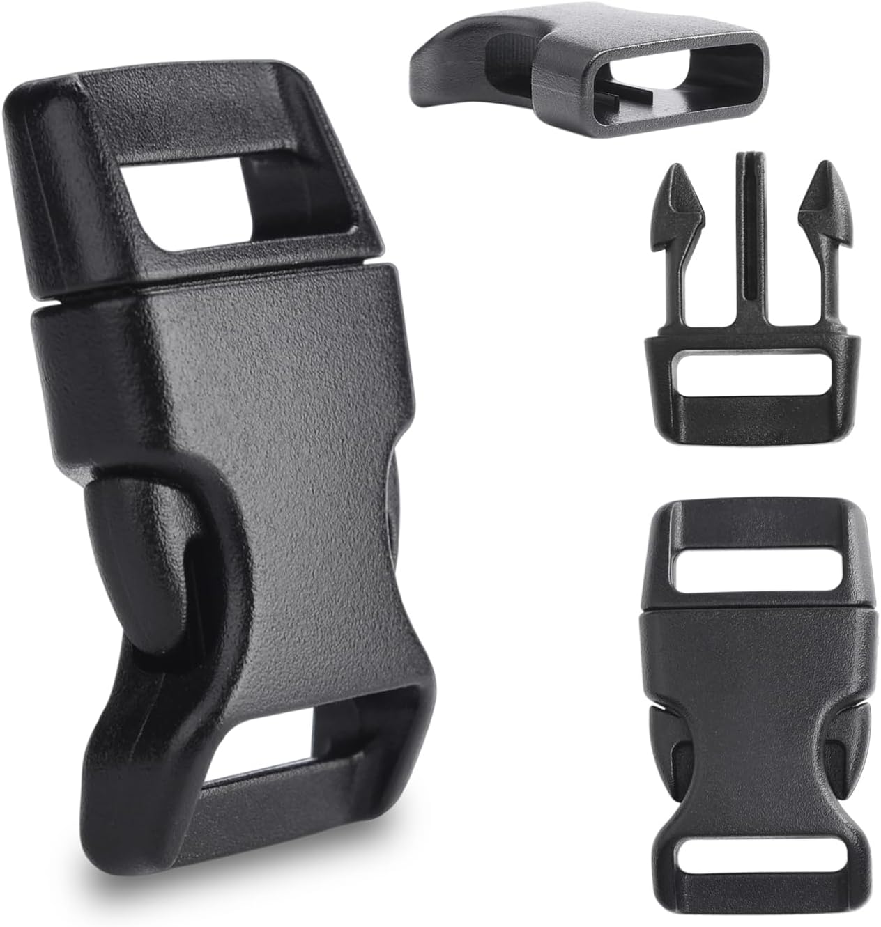 CooBigo 30 Pack 5/8 Inch Curved Paracord Bracelet Clip, Plastic Side Release Buckles for Parachute 550 Cord Paracord Bracelets Clasp Dog Collar Buckle DIY Craft Accessories - Image 1