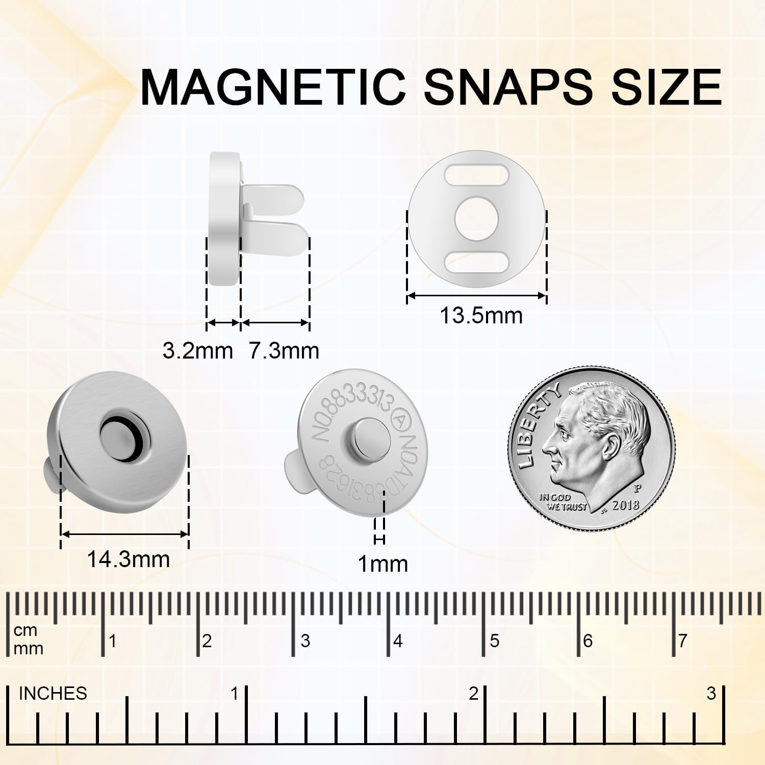 CooBigo 24Sets Magnetic Snaps for Purse Closures 14mm Magnetic Fastener Replacement Kit Magnetic Snaps for Purses and Totes Clothing Bag DIY Craft - Image 2