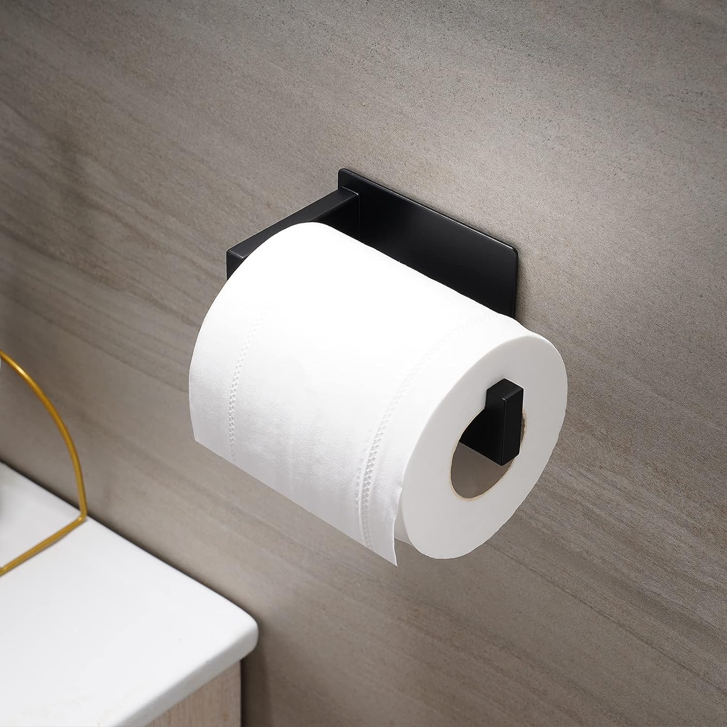 Toilet Paper Holder, Adhesive Toilet Paper Roll Holder, SUS304 Stainless Steel Rustproof Wall for Bathroom, Kitchen and Washroom, Black - Image 3