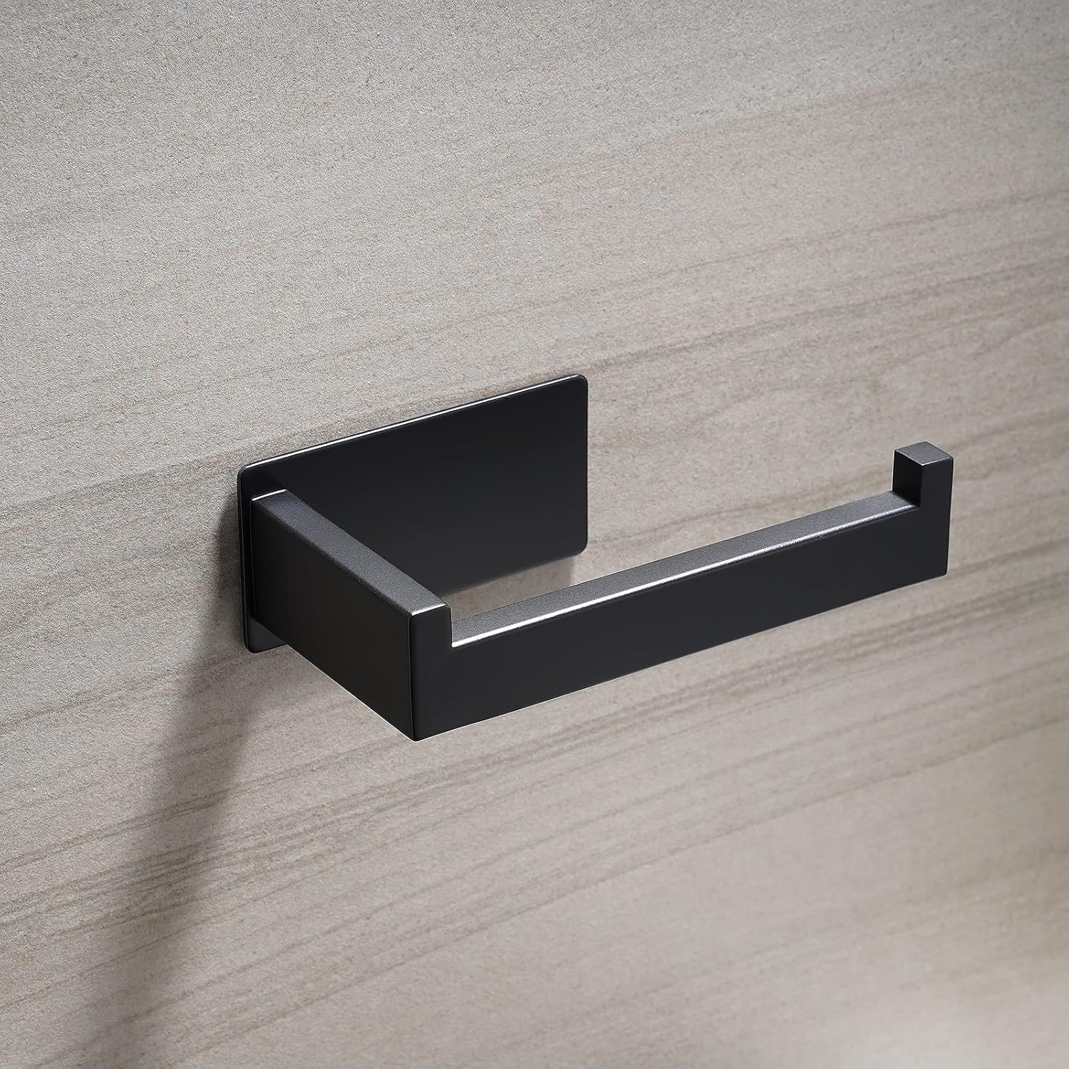 Toilet Paper Holder, Adhesive Toilet Paper Roll Holder, SUS304 Stainless Steel Rustproof Wall for Bathroom, Kitchen and Washroom, Black - Image 4