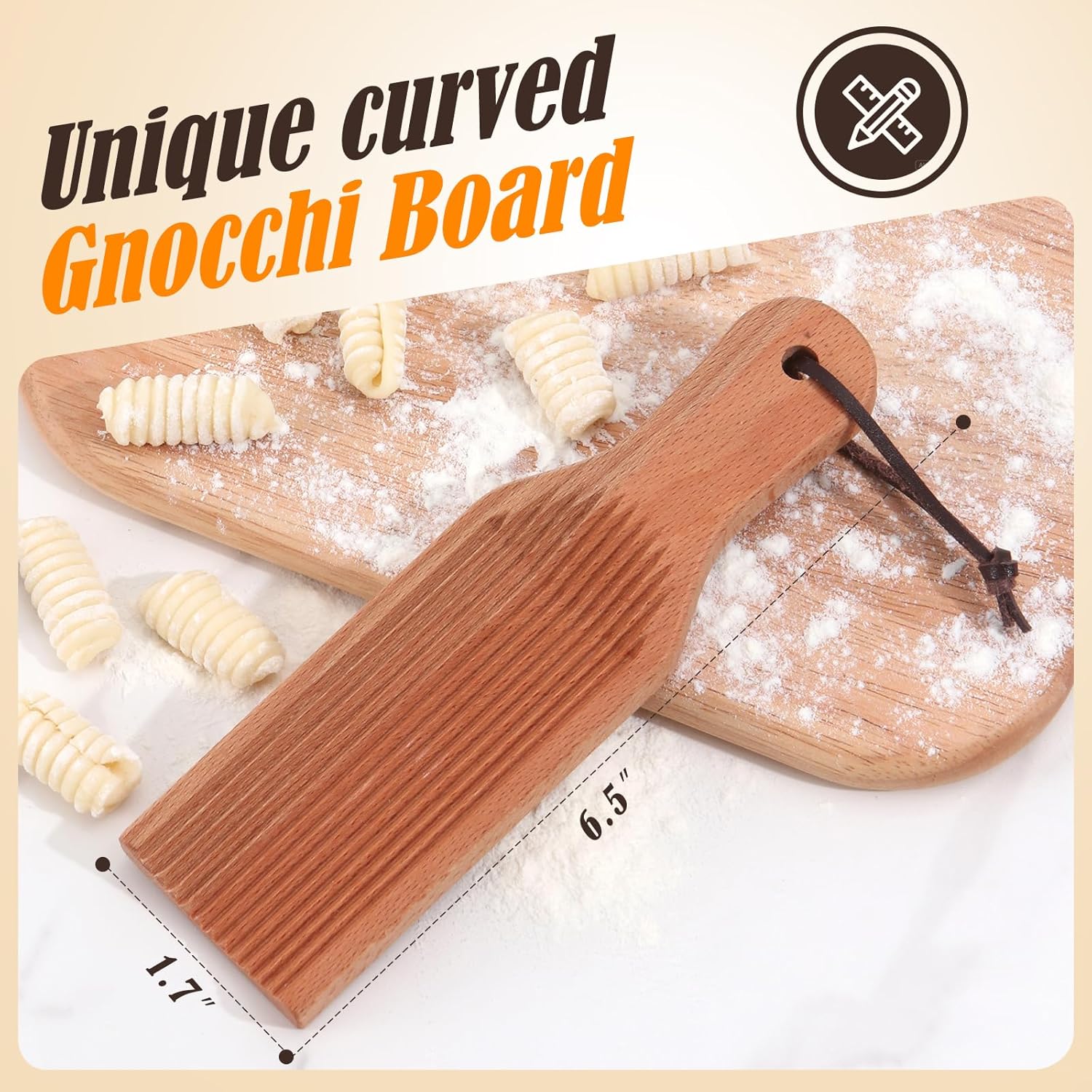 Gnocchi Board, Wood Pasta Board Paddle Homemade Gnocchi Maker, Easy to Use and Clean Pasta Making Tools for Home Kitchen Cooking - Image 2