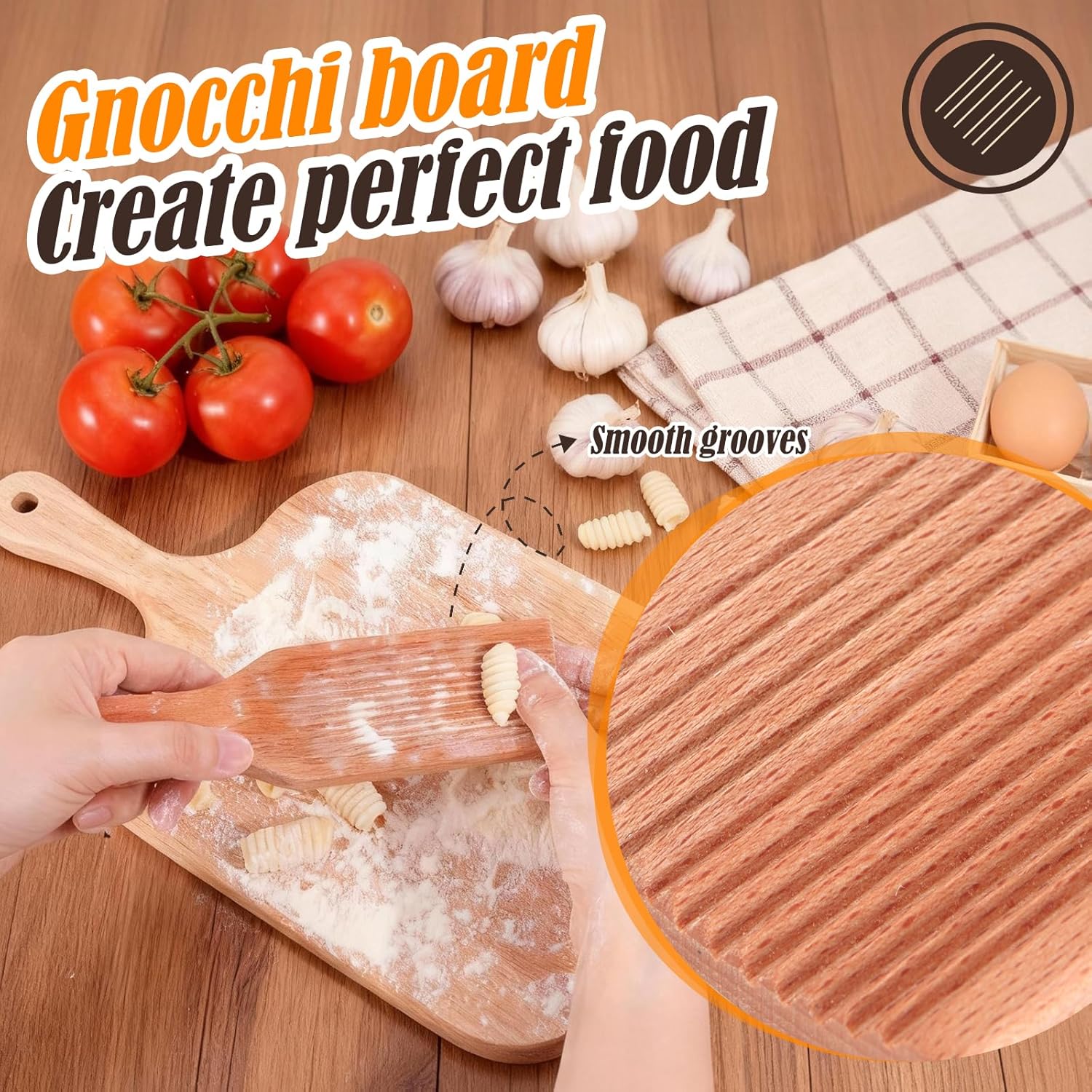 Gnocchi Board, Wood Pasta Board Paddle Homemade Gnocchi Maker, Easy to Use and Clean Pasta Making Tools for Home Kitchen Cooking - Image 3
