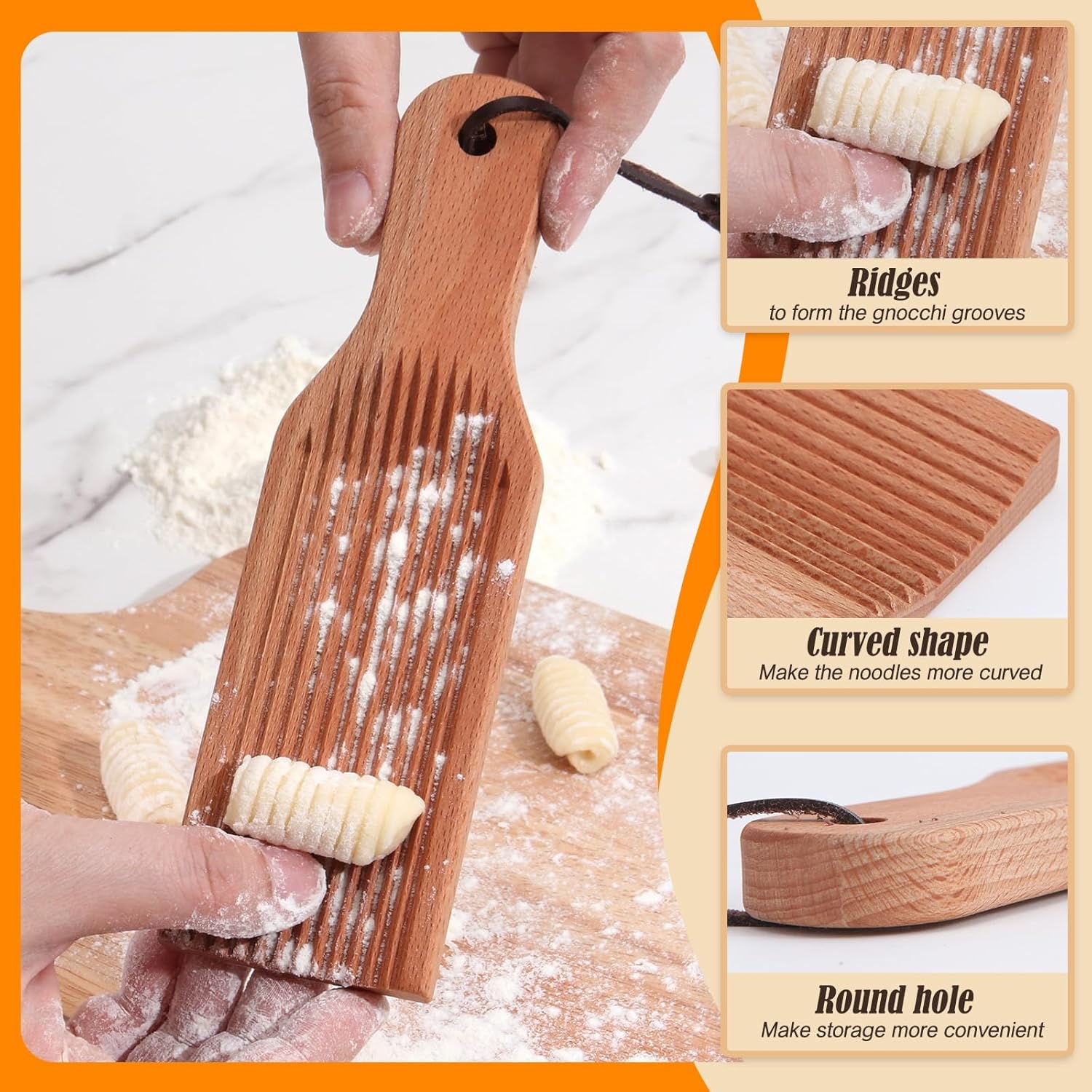 Gnocchi Board, Wood Pasta Board Paddle Homemade Gnocchi Maker, Easy to Use and Clean Pasta Making Tools for Home Kitchen Cooking - Image 5
