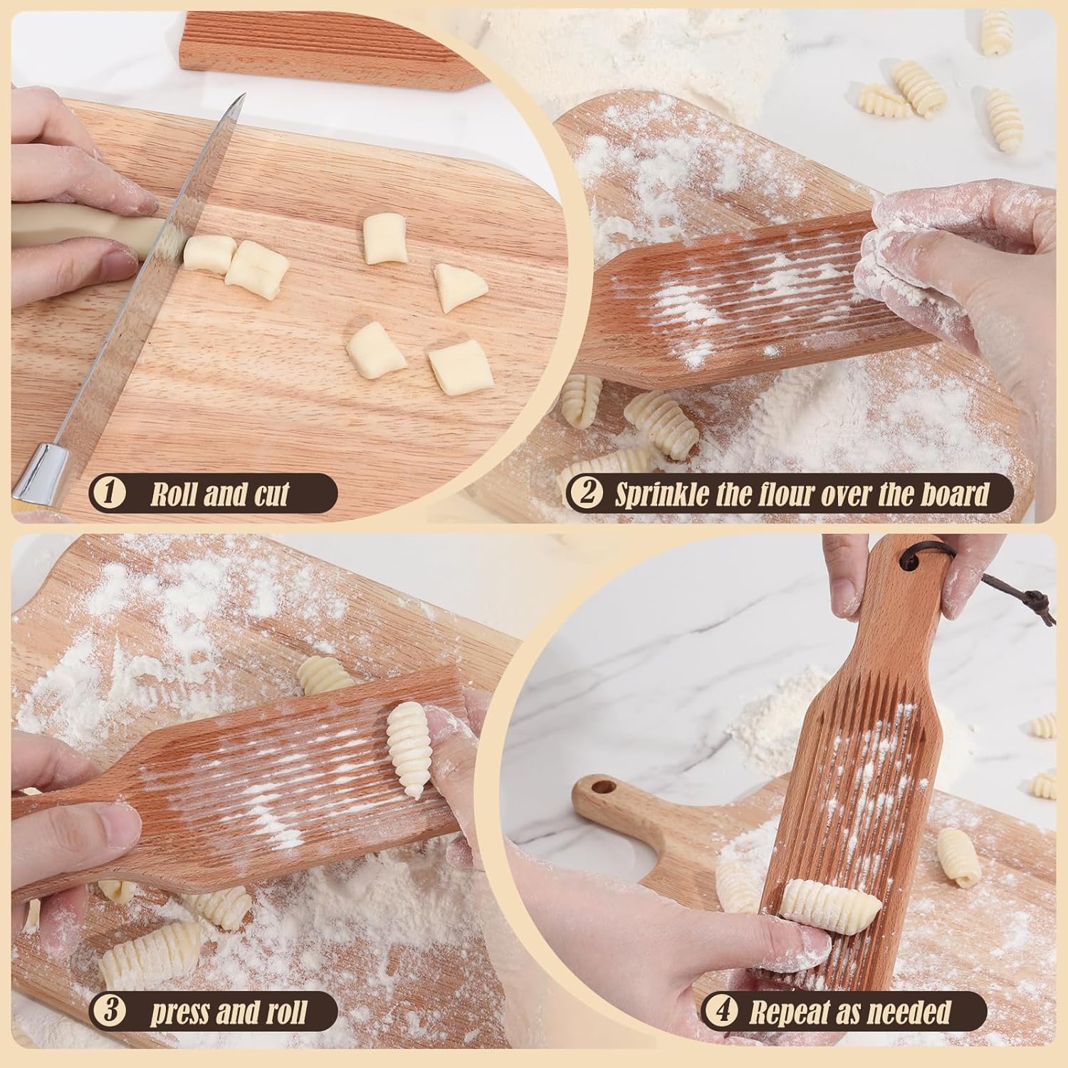 Gnocchi Board, Wood Pasta Board Paddle Homemade Gnocchi Maker, Easy to Use and Clean Pasta Making Tools for Home Kitchen Cooking - Image 7