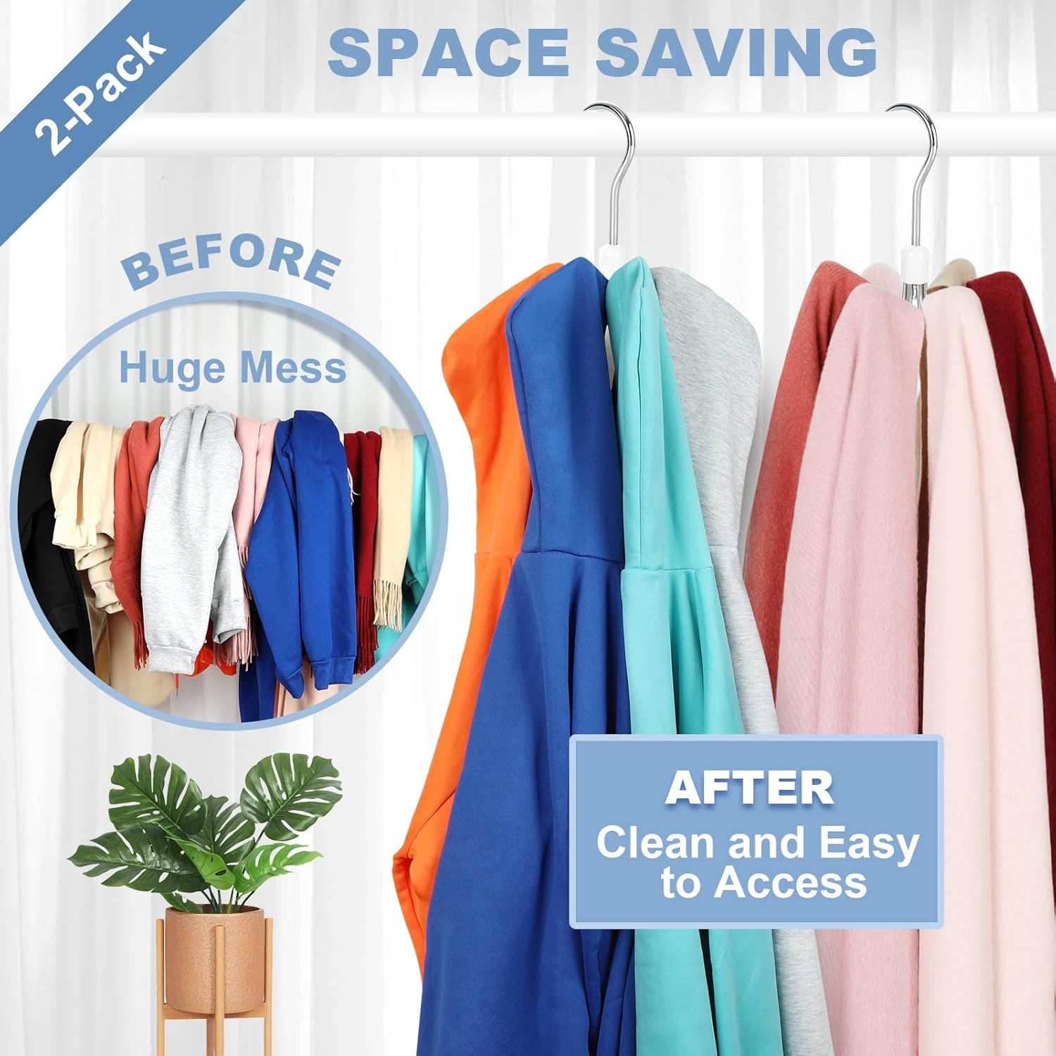 TOPIA HANGER Hoodie Hangers 2-Pack with 6 Cedar Balls, 360°Swivel Purse Hanger, Scarf Hanger, Closet Hooks, Handbag Organizer, Bra Hanger, Accessory Organizers for Scarf, Tanktop, Hat, Hoodie CT43C - Image 3