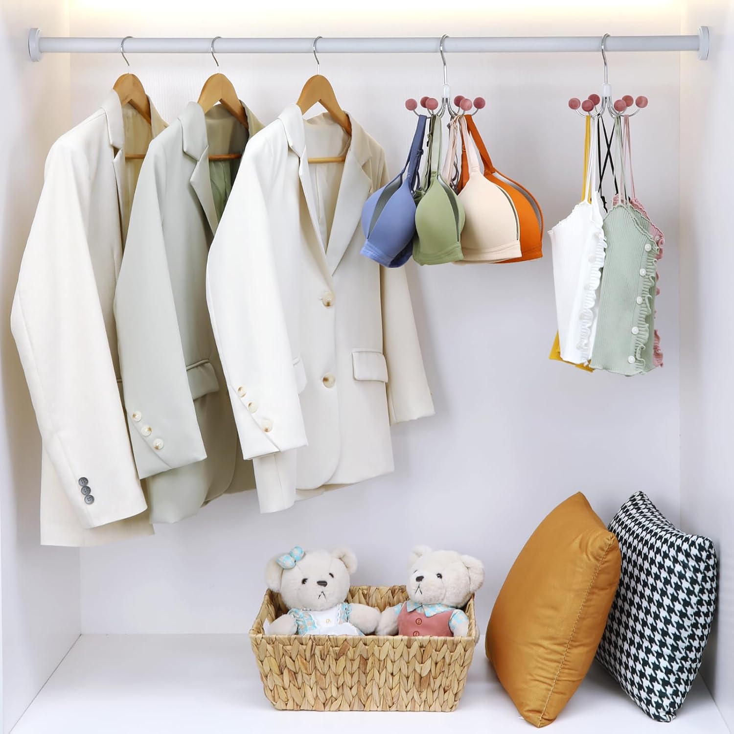 TOPIA HANGER Hoodie Hangers 2-Pack with 6 Cedar Balls, 360°Swivel Purse Hanger, Scarf Hanger, Closet Hooks, Handbag Organizer, Bra Hanger, Accessory Organizers for Scarf, Tanktop, Hat, Hoodie CT43C - Image 6