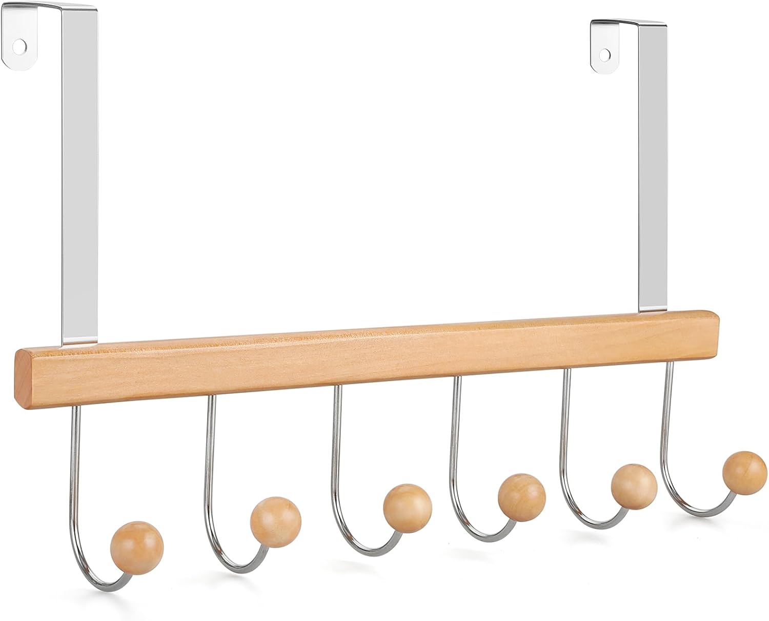 TOPIA HANGER Over The Door Hooks for Hanging, Towel Hooks Towel Racks for Bathroom, Coat Hooks Coat Rack Over The Door Organizer Hanging, Wooden Door Hangers for Coat Towel Hat Purse CT71N - Image 1
