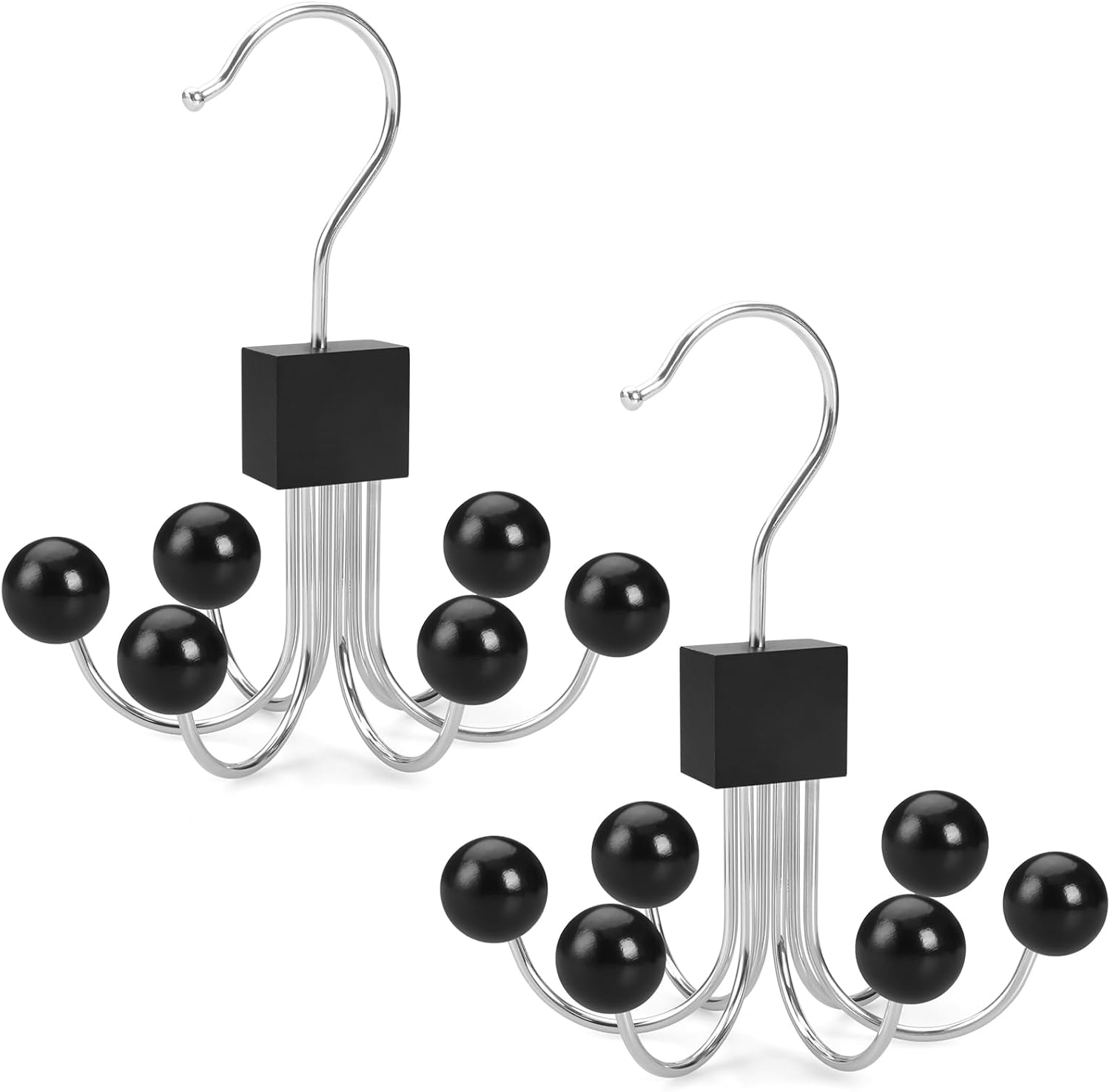 TOPIA HANGER Sweatshirt Hangers 2-Pack with 6 Wooden Balls, Purse Hanger, Scarf Hanger, Wooden Closet Hooks, Handbag Organizer, Bra Hanger, Accessory Organizers for Scarf, Tanktop, Hat, Hoodie CT82B - Image 7