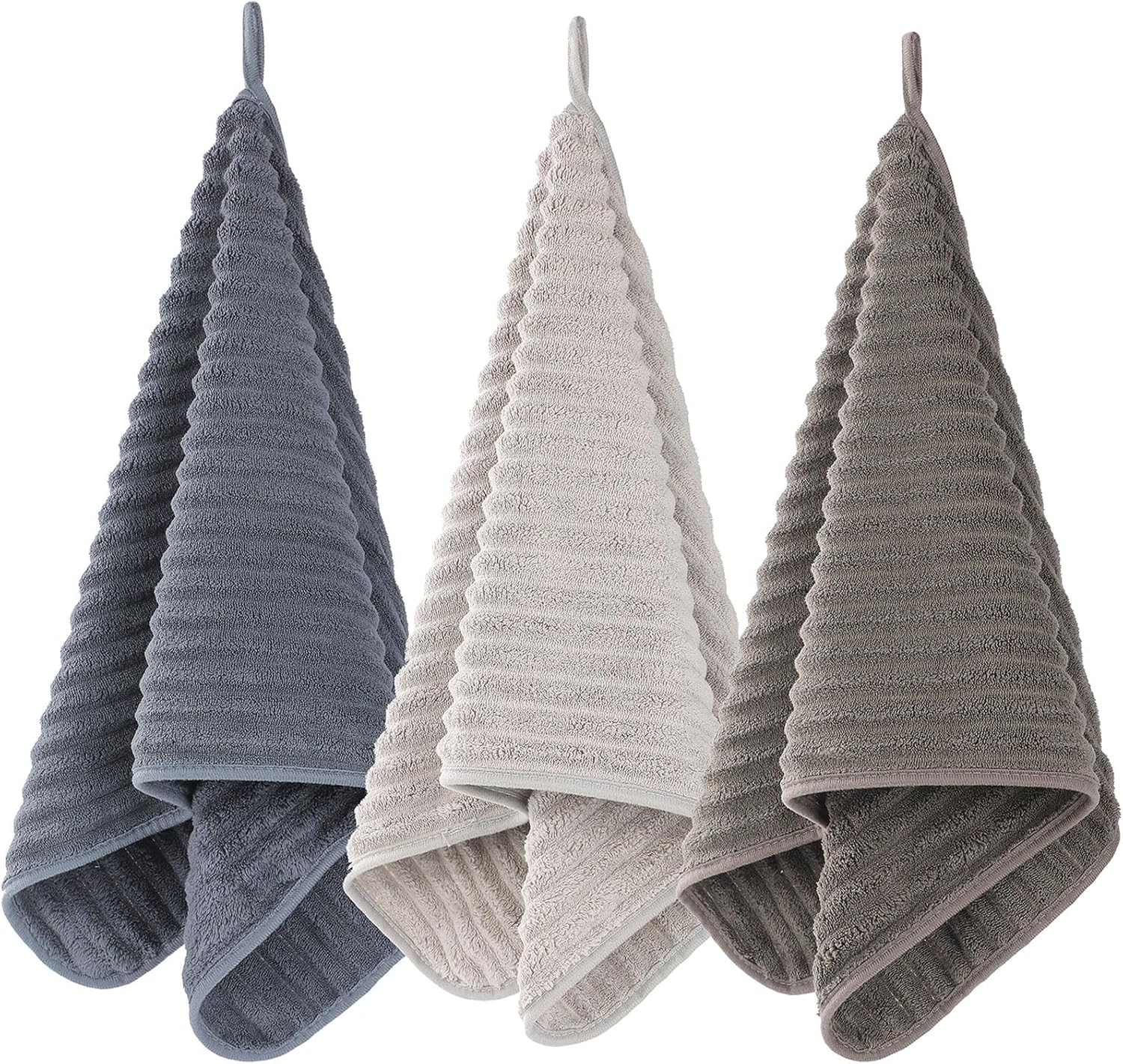 Luxury 3-Piece Quick-Dry Small Bath Towel Set – Ultra Soft Microfiber Hand Towels for Bathroom, Bar, Pool, Gym & Travel – Elegant Twill Design(14”x 29.6”) - Image 1
