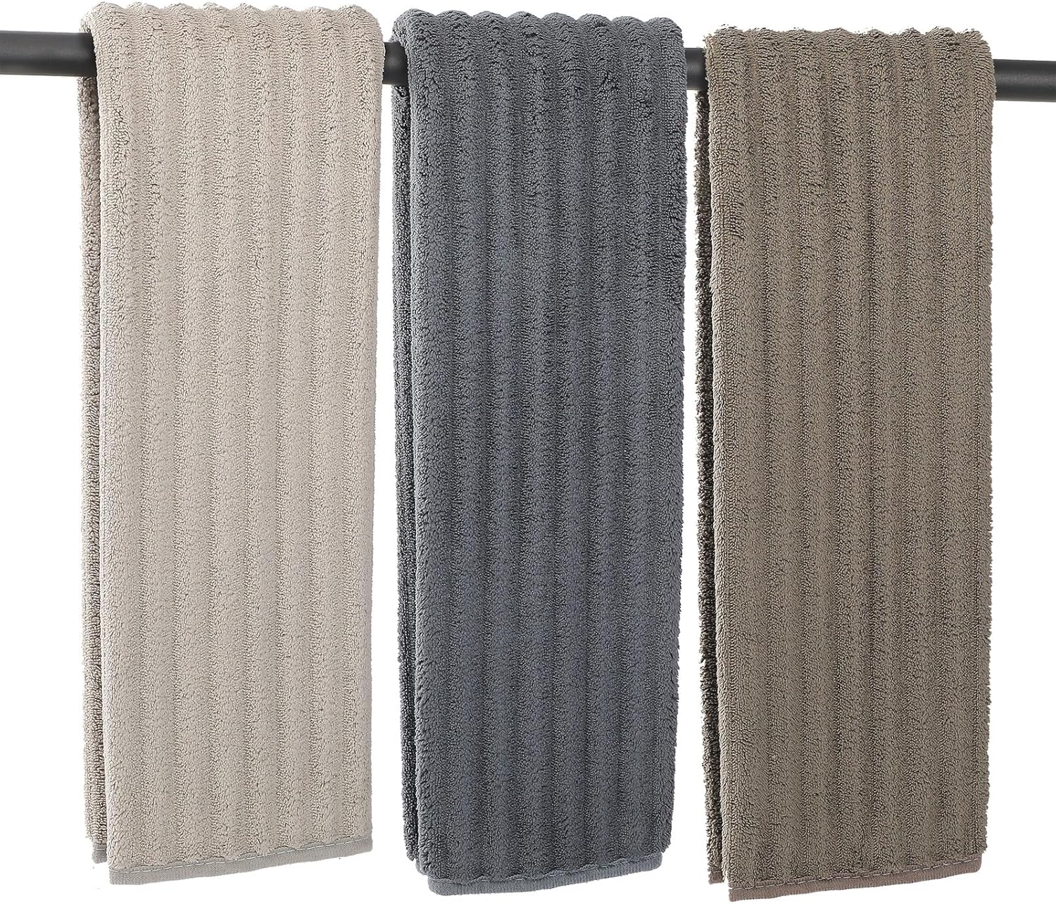 Luxury 3-Piece Quick-Dry Small Bath Towel Set – Ultra Soft Microfiber Hand Towels for Bathroom, Bar, Pool, Gym & Travel – Elegant Twill Design(14”x 29.6”) - Image 7