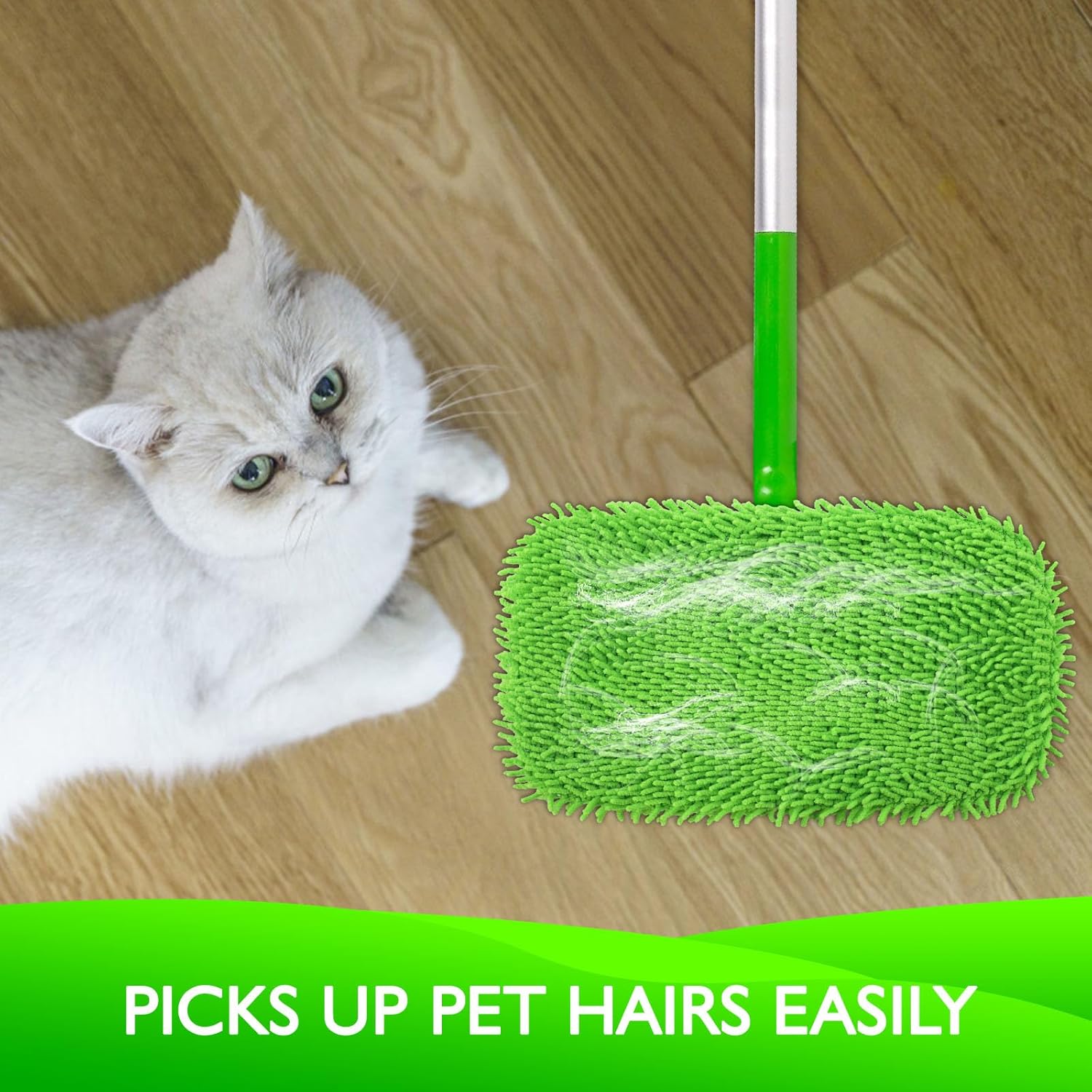 Reusable Microfiber Mop Pads Compatible with Swiffer Sweeper- 4 Pack Dry Sweeping Cloths & Wet Mopping Cloths - Chenille Washable Wet Pads Refill for Mopping Floors (Mop is not Included) - Image 6