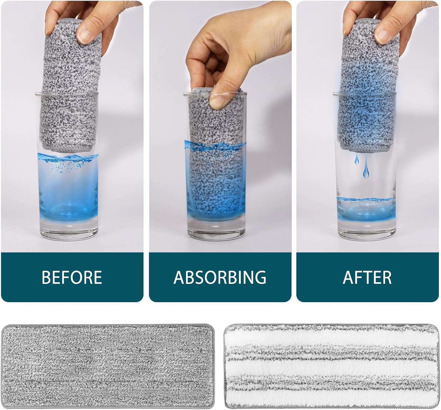 4 Pack Mop Replacement Pads Compatible with Joymoop Flat Mop or Mop Bucket Set - Microfiber Flat Mop Pads for All 13