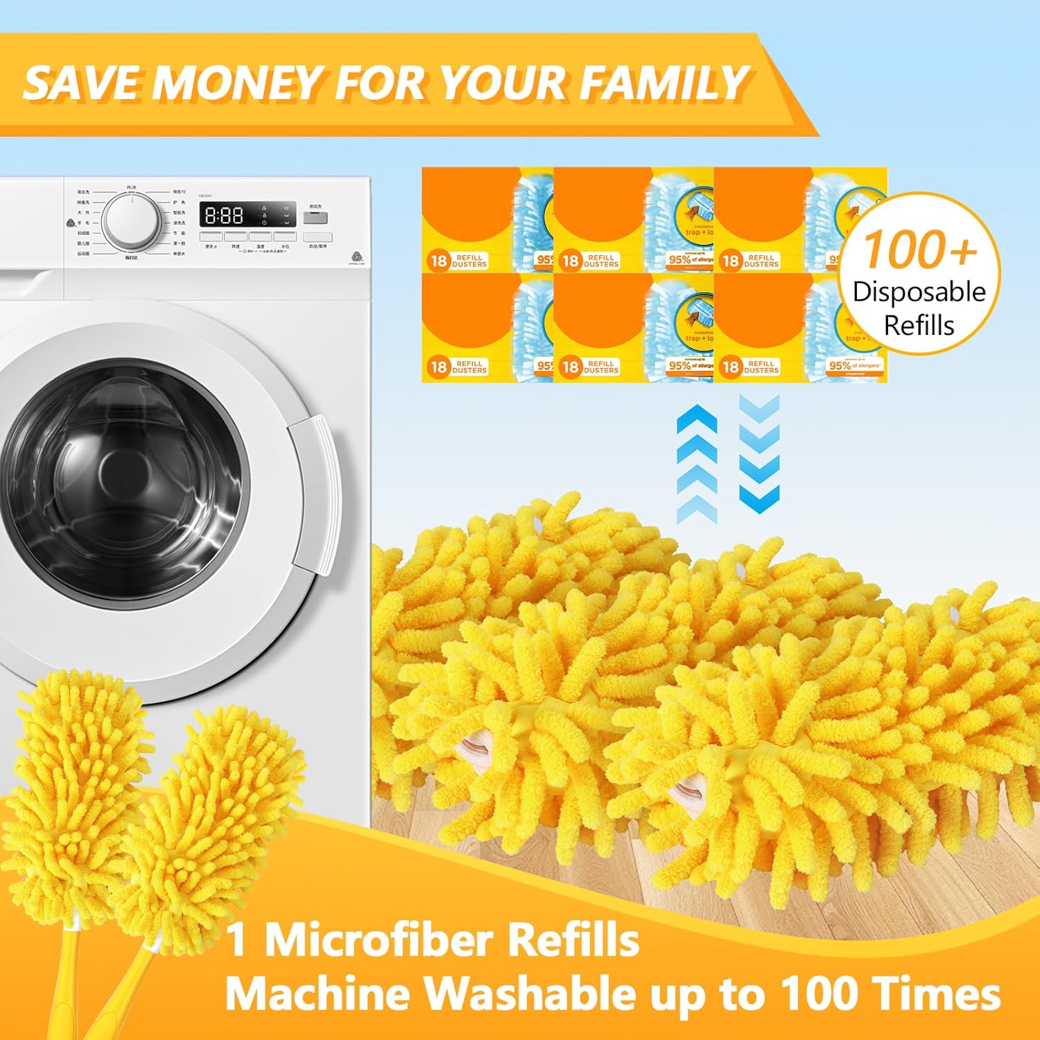 Reusable Duster Refill Compatible with Swiffer Hand Duster - 360 Heavy Duty Dusters Refills - Microfiber Ceiling Fan Duster for Swiffer Dusters Extended Handle, 4 Pack(Handle is Not Included) - Image 2