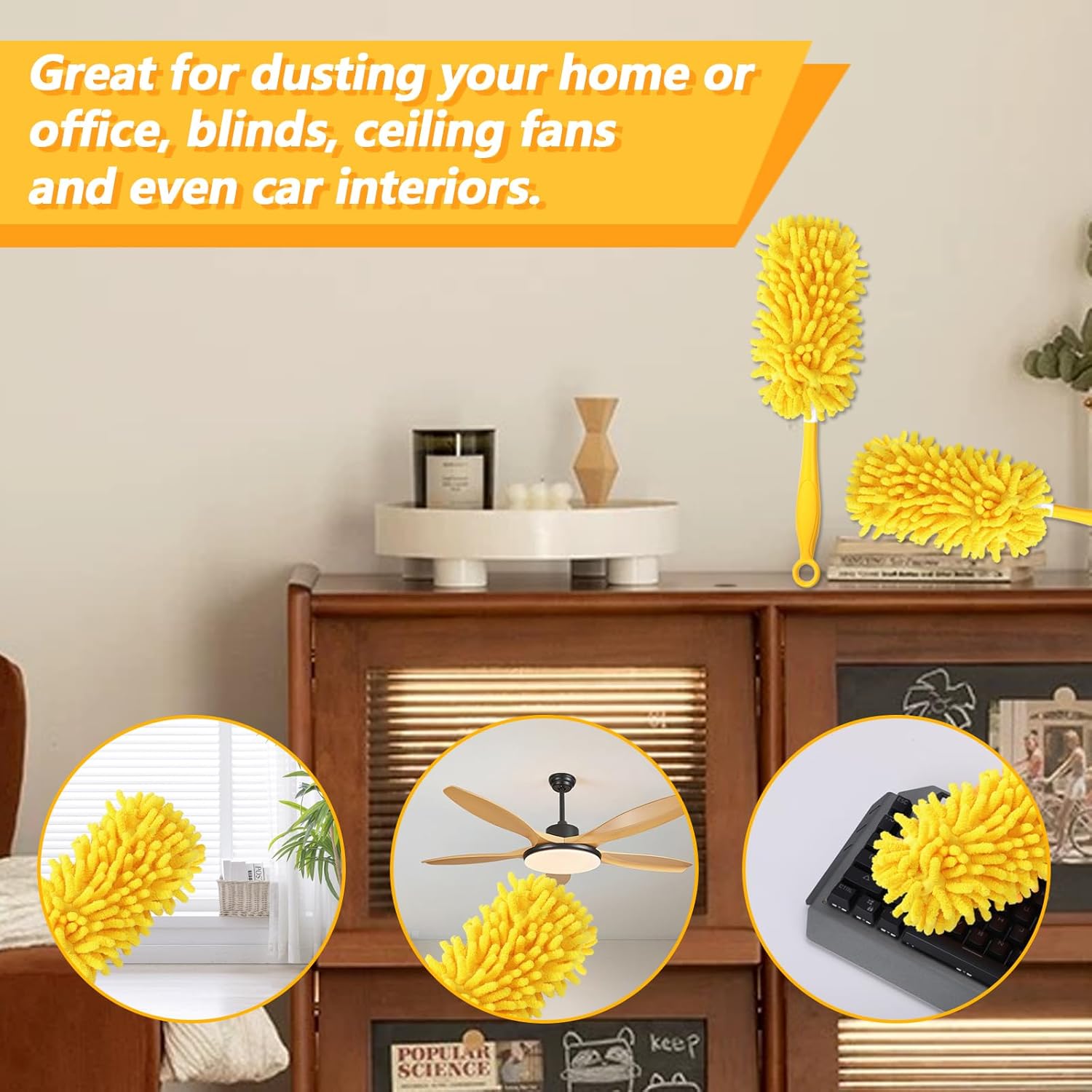 Reusable Duster Refill Compatible with Swiffer Hand Duster - 360 Heavy Duty Dusters Refills - Microfiber Ceiling Fan Duster for Swiffer Dusters Extended Handle, 4 Pack(Handle is Not Included) - Image 4