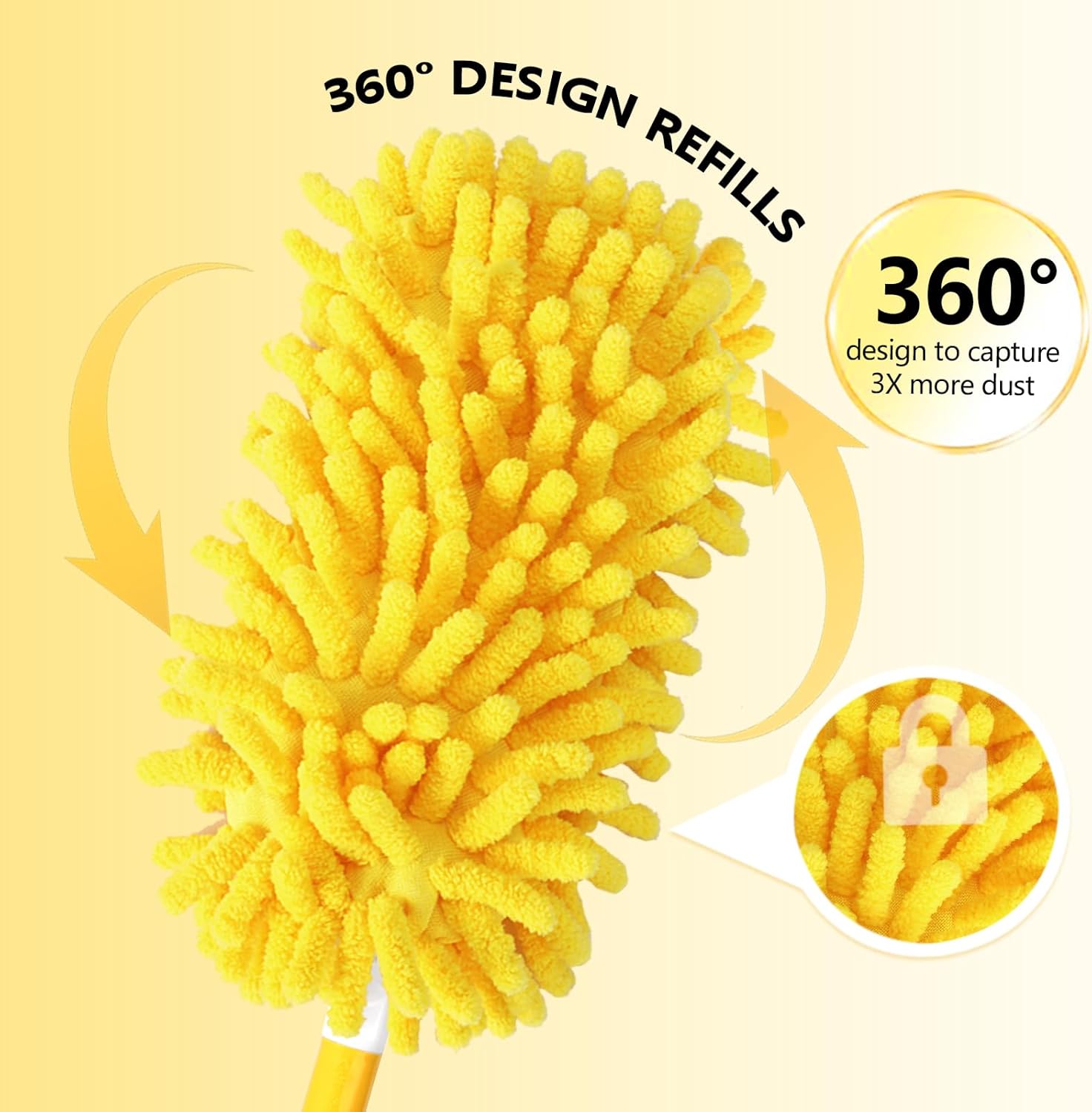 Reusable Duster Refill Compatible with Swiffer Hand Duster - 360 Heavy Duty Dusters Refills - Microfiber Ceiling Fan Duster for Swiffer Dusters Extended Handle, 4 Pack(Handle is Not Included) - Image 7