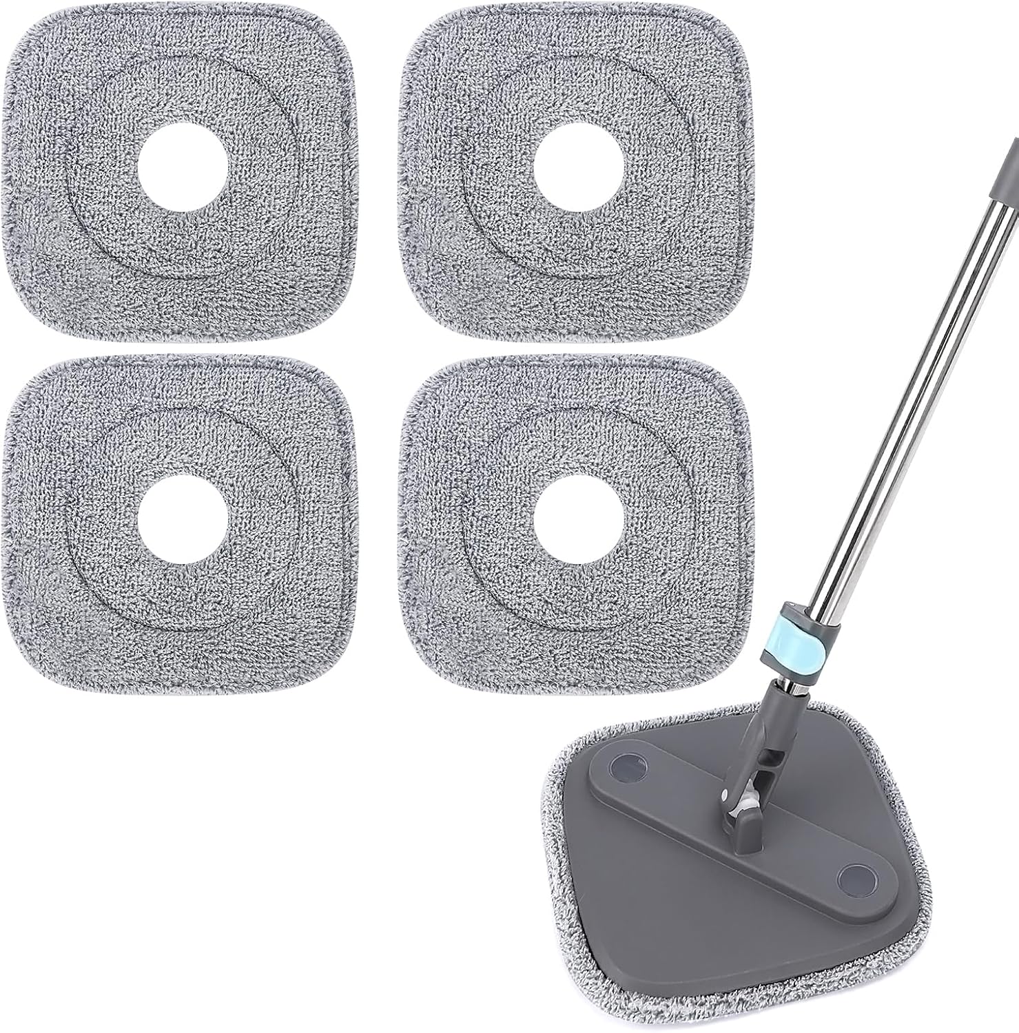 Square Microfiber Mop Pads Compatible with True & Tidy True Spin Mop - Mop Replacement Pads for Square Spin Mop and Bucket - Washable Pads fit for All 9 Inch Square Spin Mop (4 Pack) - Image 1