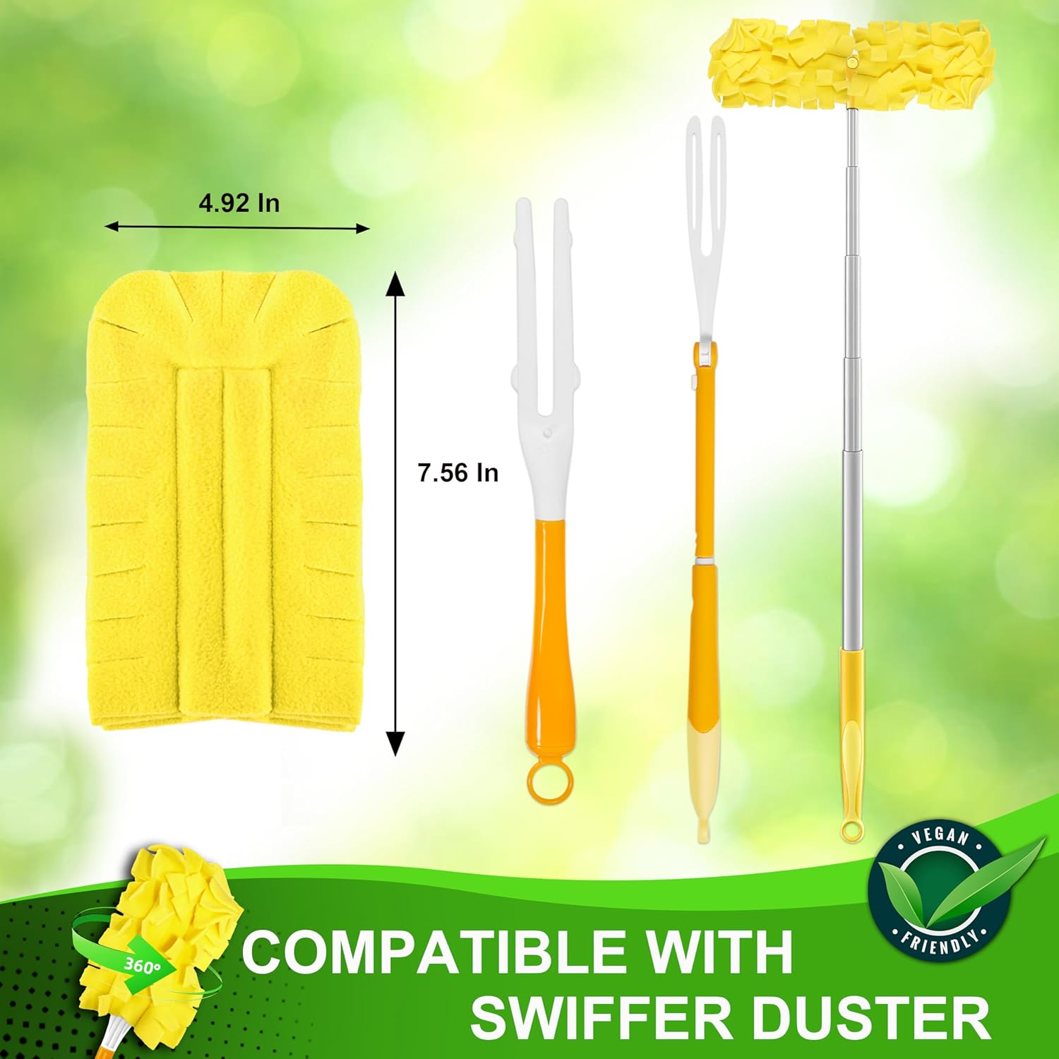 Reusable Duster Refill Compitable with Swiffer Duster - Washable Heavy Duty Dusters Refills 360 for Swiffer Duster Handle & Super Extender Handle, 4 Pack - Image 2