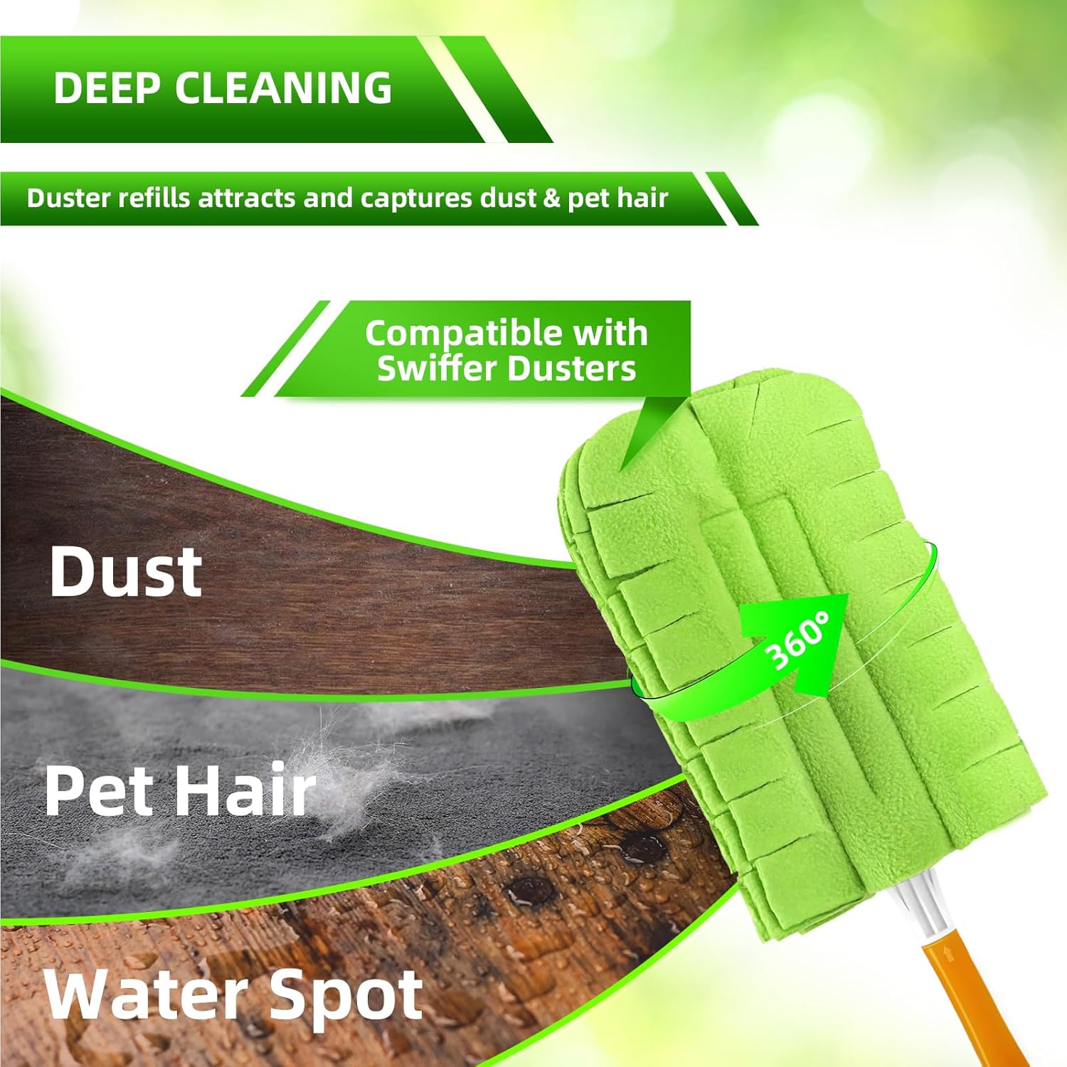 Reusable Duster Refill Compitable with Swiffer Duster - Washable Heavy Duty Dusters Refills 360 for Swiffer Duster Handle & Super Extender Handle, 4 Pack - Image 4