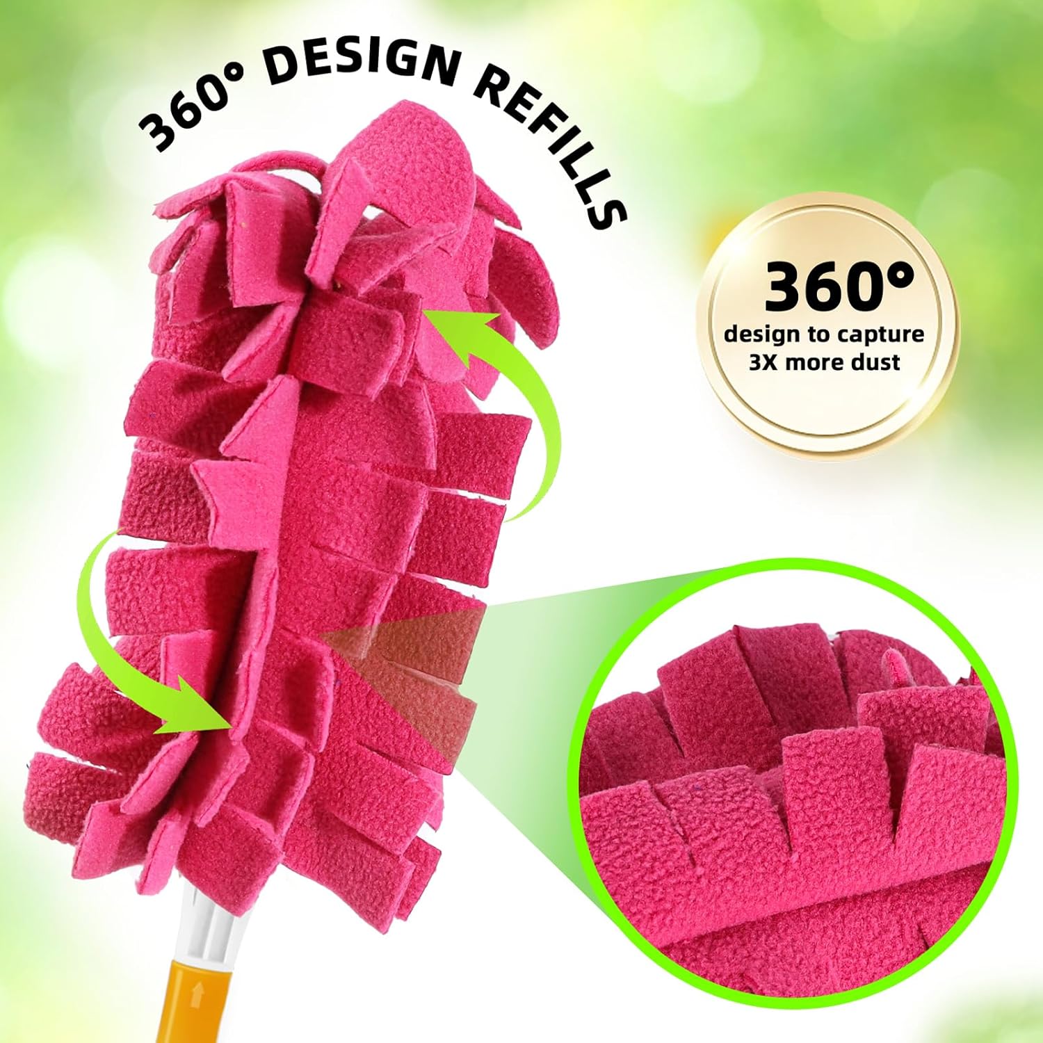 Reusable Duster Refill Compitable with Swiffer Duster - Washable Heavy Duty Dusters Refills 360 for Swiffer Duster Handle & Super Extender Handle, 4 Pack - Image 5