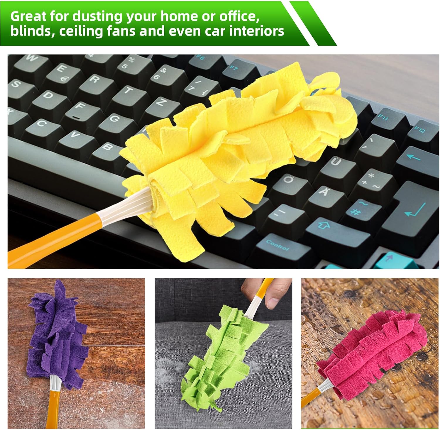Reusable Duster Refill Compitable with Swiffer Duster - Washable Heavy Duty Dusters Refills 360 for Swiffer Duster Handle & Super Extender Handle, 4 Pack - Image 6